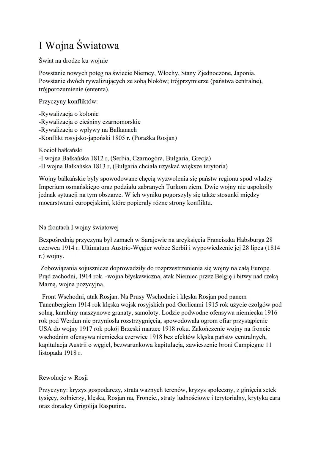 I Wojna Światowa
Świat na drodze ku wojnie
Powstanie nowych potęg na świecie Niemcy, Włochy, Stany Zjednoczone, Japonia.
Powstanie dwóch ryw