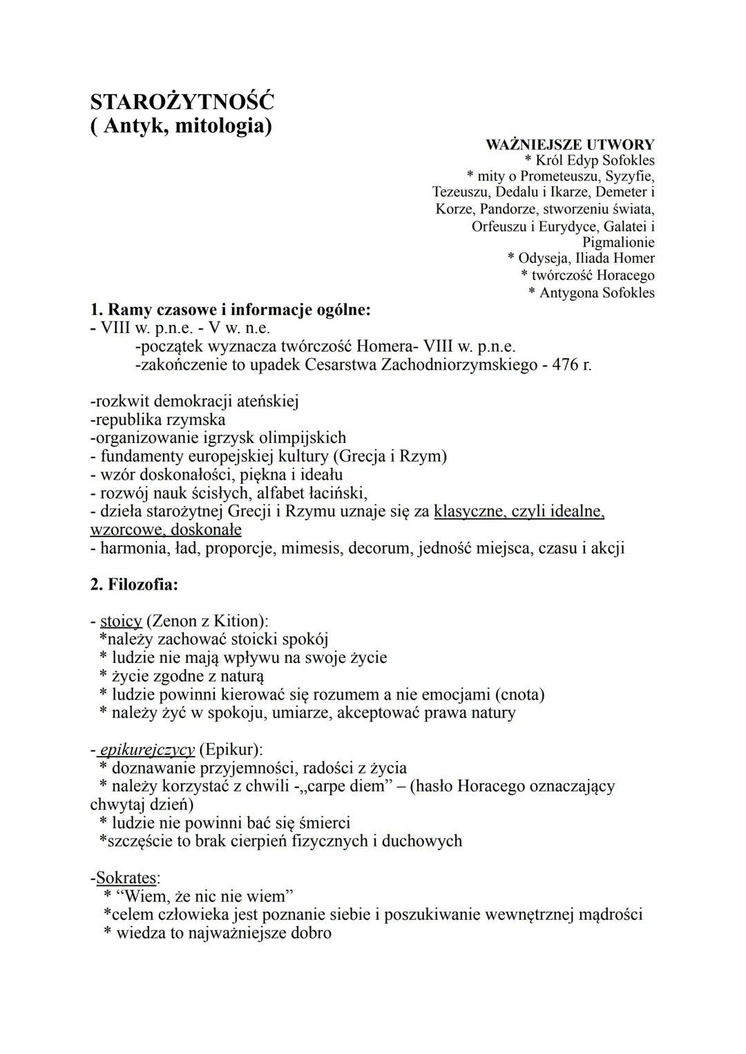 Starożytność -antyk, mitologia