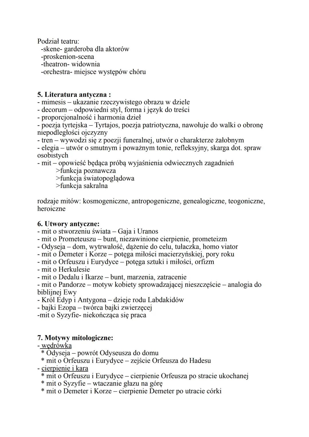 STAROŻYTNOŚĆ
(Antyk, mitologia)
WAŻNIEJSZE UTWORY
*Król Edyp Sofokles
*mity o Prometeuszu, Syzyfie,
Tezeuszu, Dedalu i Ikarze, Demeter i
Kor