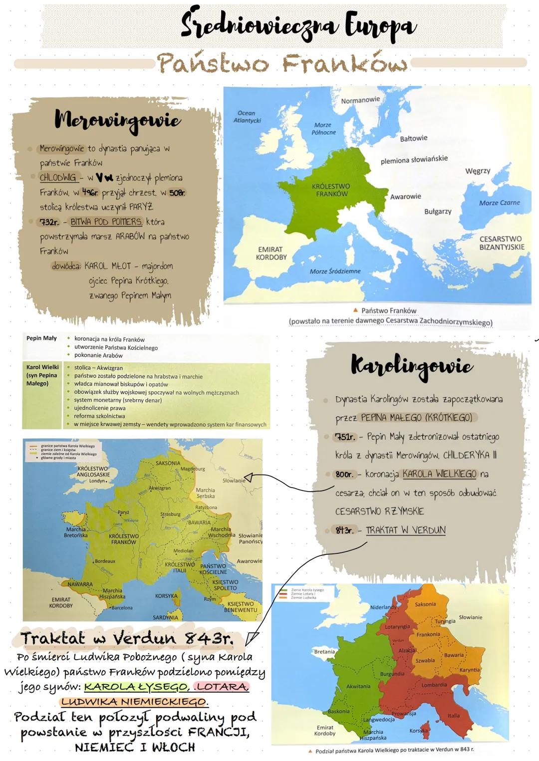 # Średniowieczna Europa
# Państwo Franków
## Merowingowie
* Merowingowie to dynastia panująca w
państwie Franków
* CHLODWIG- w V