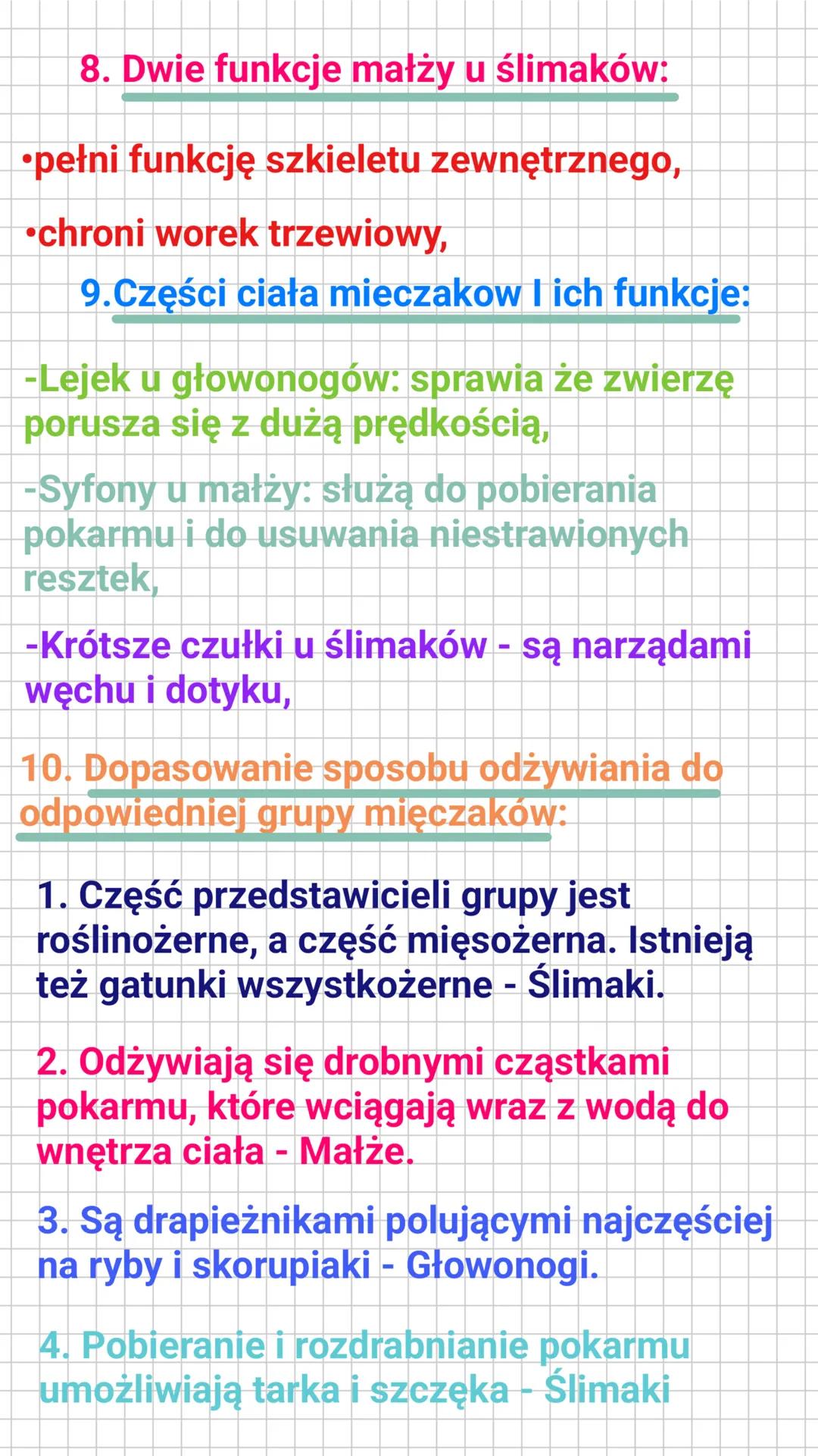 PRZYGOTOWANIE NA PRACĘ
KLASOWĄ "Stawonogi i Mięczaki"
1.Cechy stawonogów:
~Ciało zbudowane z odcinków
połączonych stawami,
~Ciało podzielo