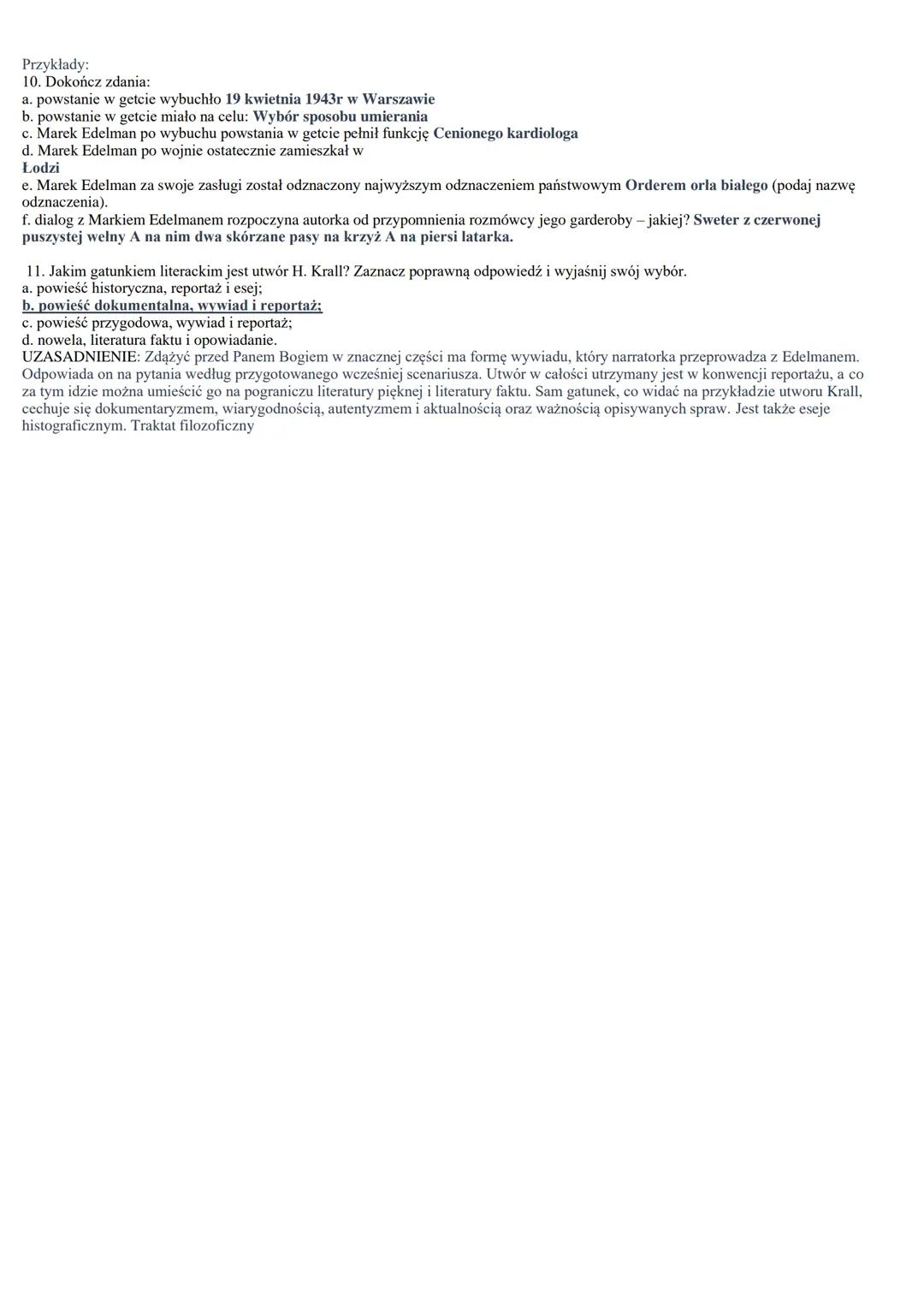 POSTACIE DRUGOPLANOWE:
1.
2.
CELINA- młoda Żydówka, która walczyła w powstaniu w getcie i razem z Edelmanem przeszła kanałami
na stronę aryj