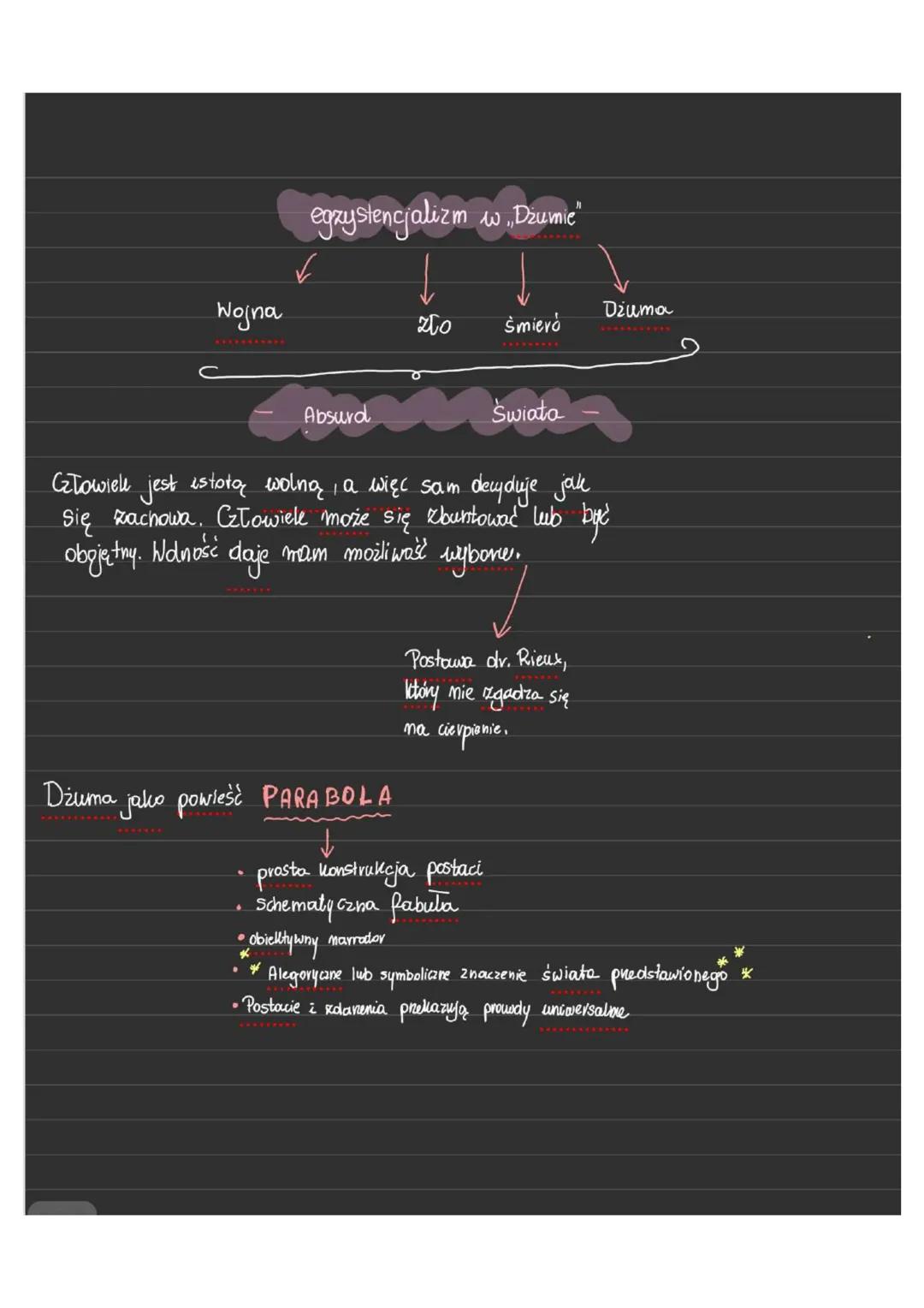 Dżuma - egzystencjalizm,parabola utworu