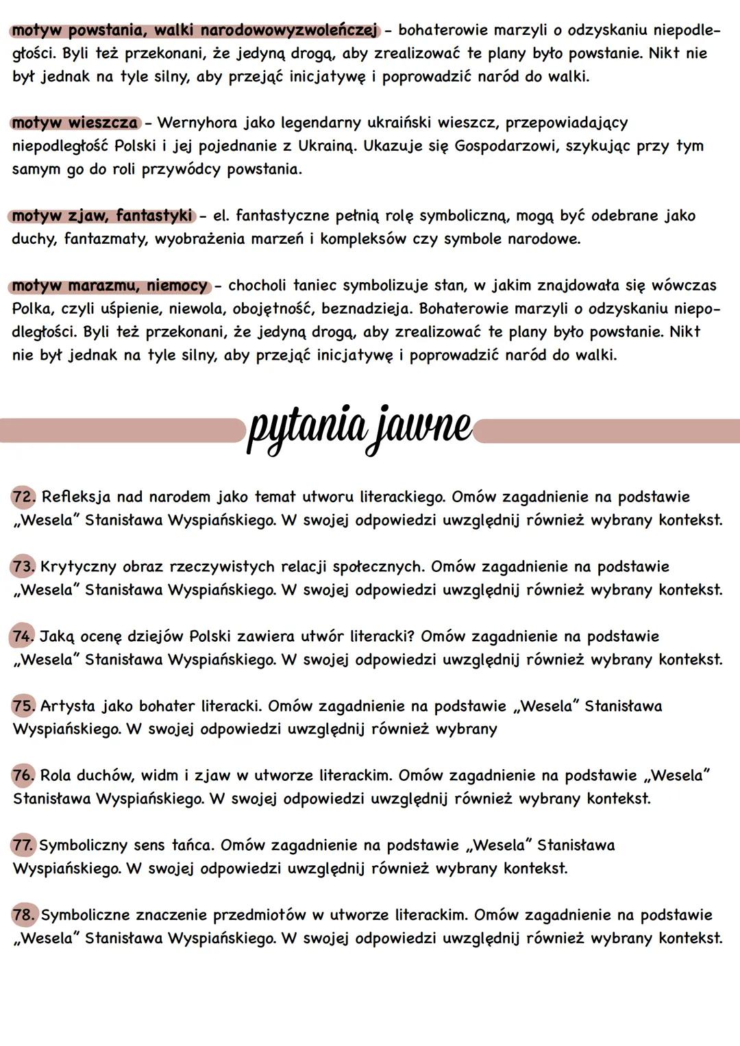 # Wesele
Stanisław Wyspiański
## czas i miejsce akcji
Czas wydarzeń: listopadowa noc w 1900 r., od wieczora do świtu.
Miejsce wydarzeń: we