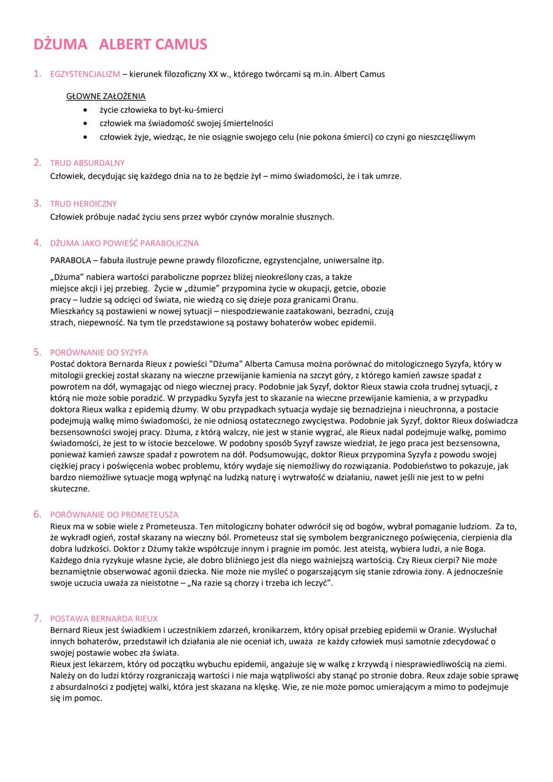 DŻUMA Alberta Camus, ROK 1984 George Orwell