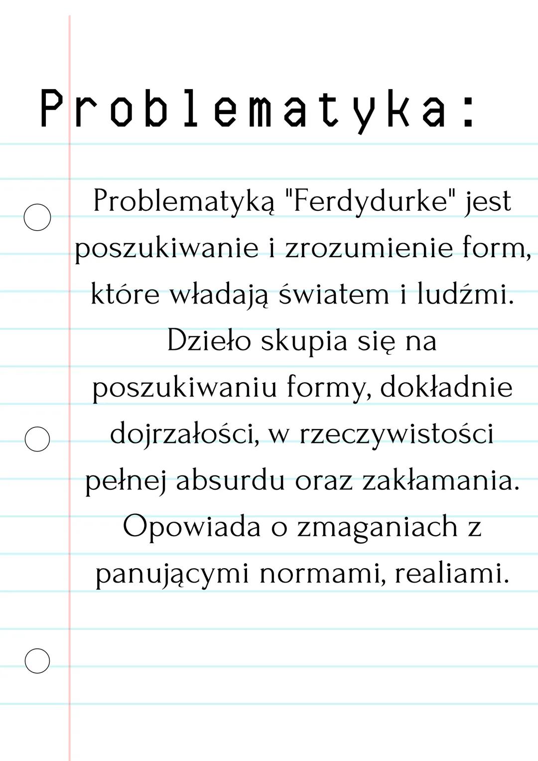 Plan wydarzeń:
1) Przebudzenie Józia (rozważania nad
własną dojrzałością)
2) Profesor Pimko zabiera 30-letniego
bohatera do szkoły
3) W szko