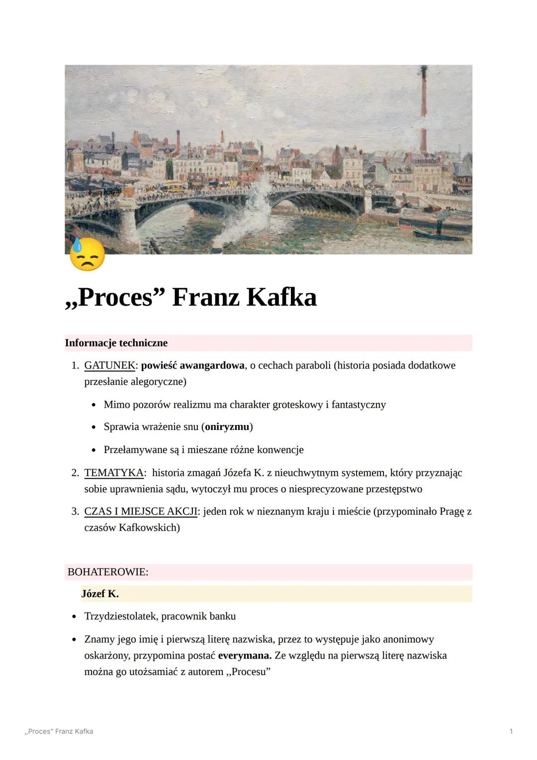 ,,Proces"- Franz Kafka, opracowanie