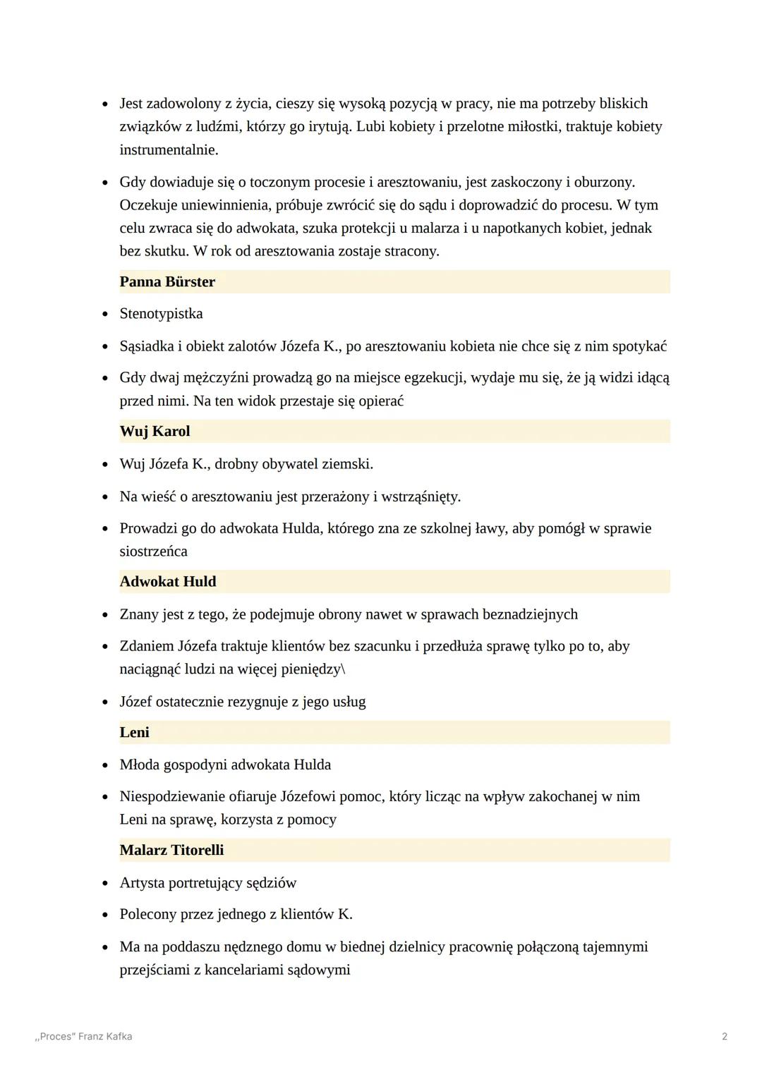 „Proces" Franz Kafka
Informacje techniczne
1. GATUNEK: powieść awangardowa, o cechach paraboli (historia posiada dodatkowe
przesłanie alegor