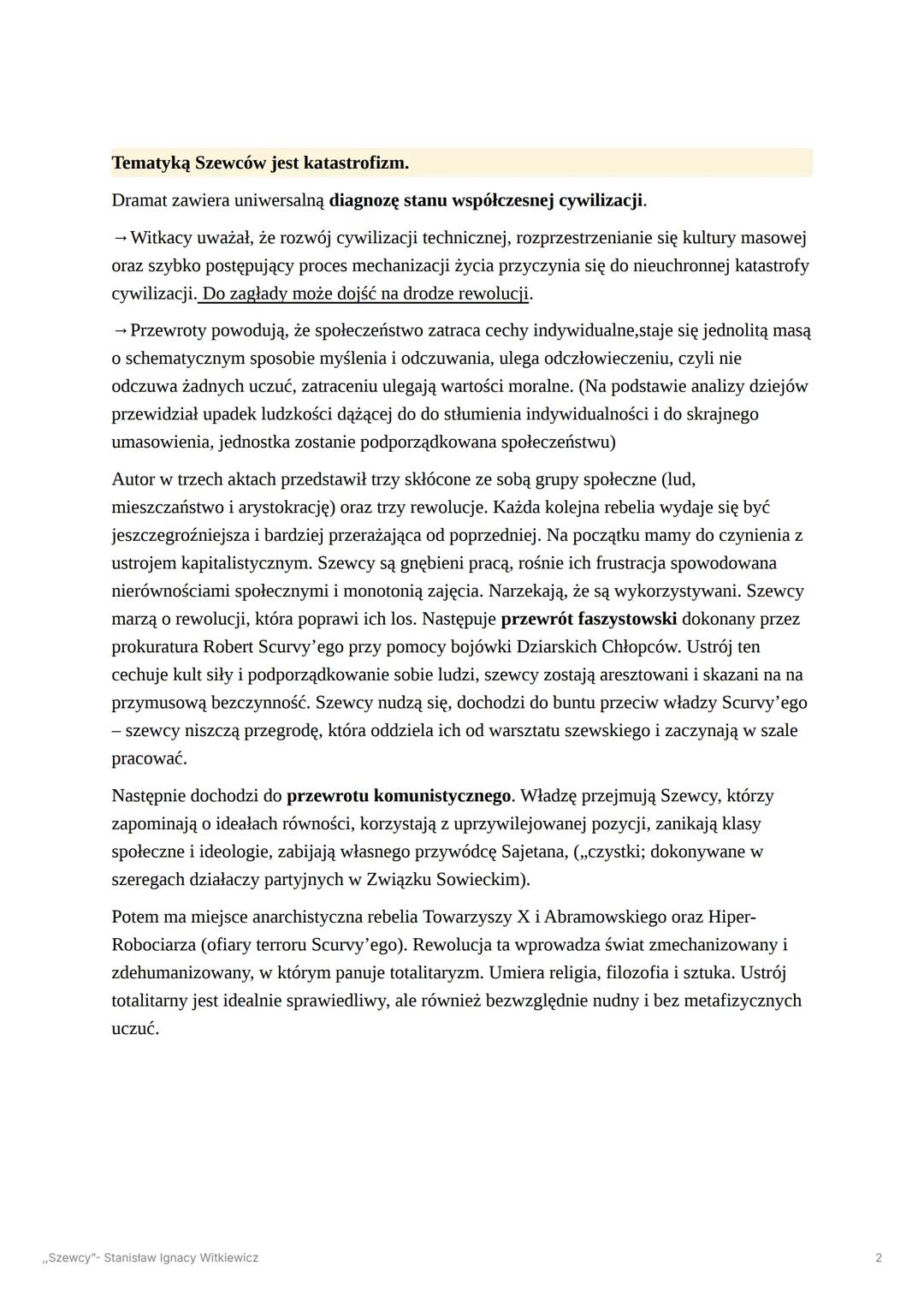 „Szewcy"- Stanisław Ignacy
Witkiewicz
Teoria Czystej Formy
Wywodzi się ona z przekonania że świat ogarnięty jest wielkim kryzysem. Zanika po