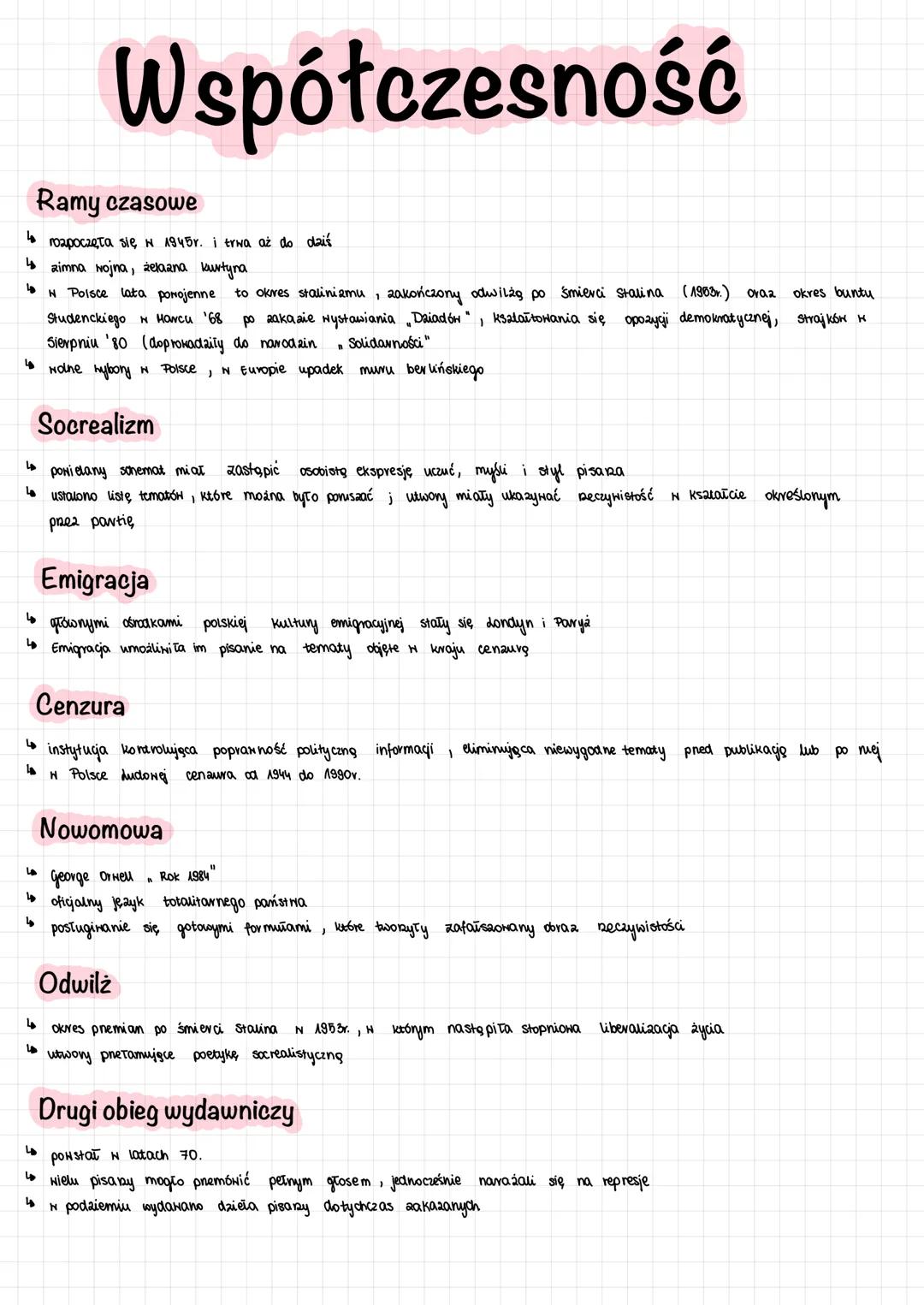 Współczesność
Ramy czasowe
ها
rozpoczęła się w 1945r. i trwa aż do dziś
4 zimna wojna, żelazna kurtyna.
ها
W Polsce lata powojenne
to okres