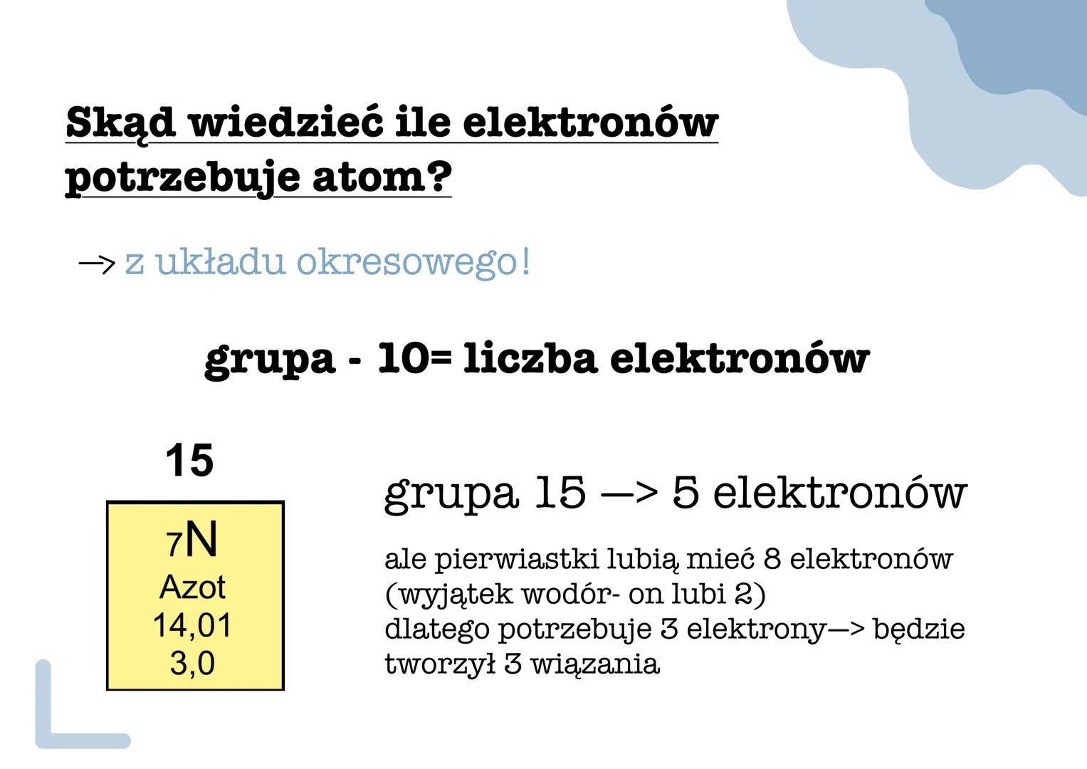 # elektroujemność
• To zdolność atomu do przeciągania elektronów
• Pierwiastki elektrododatnie - mają niską elektroujemność
Pierwiastki ele