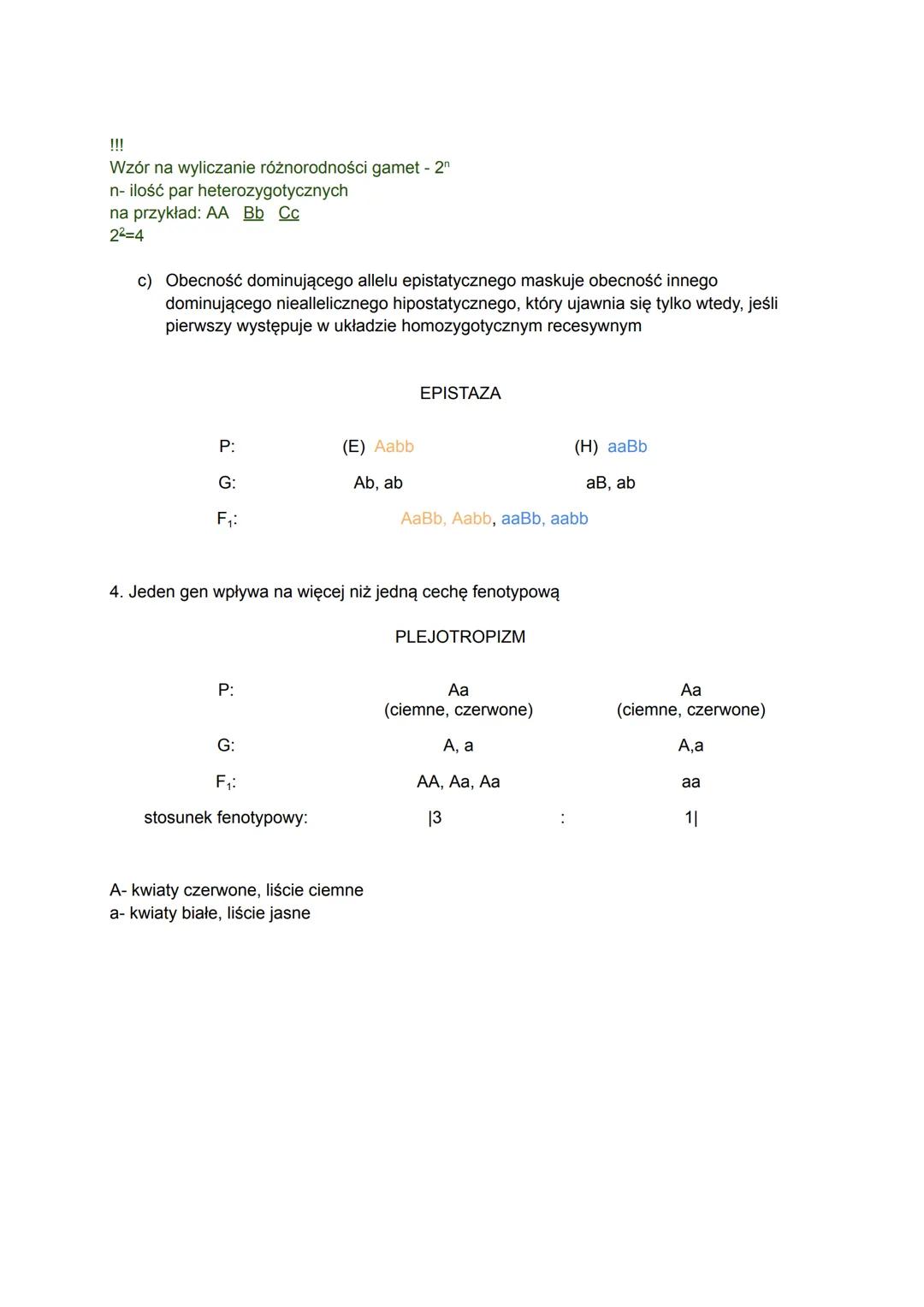 GENETYKA KLASYCZNA
I" Prawo czystości gamet"
Do każdej gamety wchodzi tylko jeden chromosom/allel z danej pary chromosomów,
homologicznych a