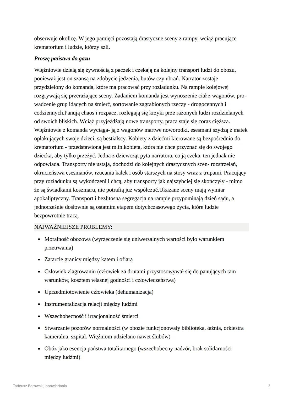 Tadeusz Borowski, opowiadania
INFORMACJE TECHNICZNE:
GATUNEK: Tom "Pożegnanie z Marią" to zbiór opowiadań w tematyce obozowej
• Narrator (je