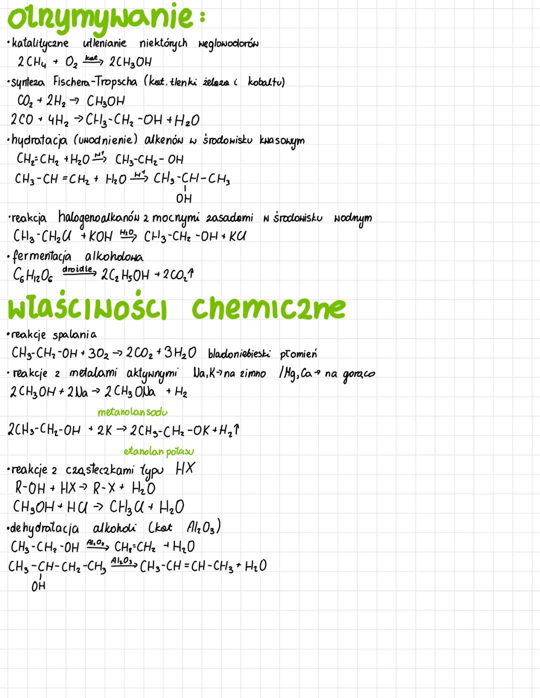 # ALKOHOLE, FENOLE
alkohole. grupa hydroksylowa (-OH) połączona jest z 2 atomem węgla o
hybrydyzacji sp³
$C_n H_{2n+1} OH$
OH
OH
OH
ALKO