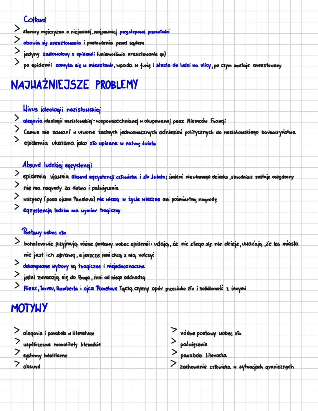 DZVMA-
Albert Camus
GENEZA
> utwór ukazany wkrótce ро I wojnie światowej 1947v.
>
nawiązywał do niedawnych wydarzeń histovycznych; kolabovac