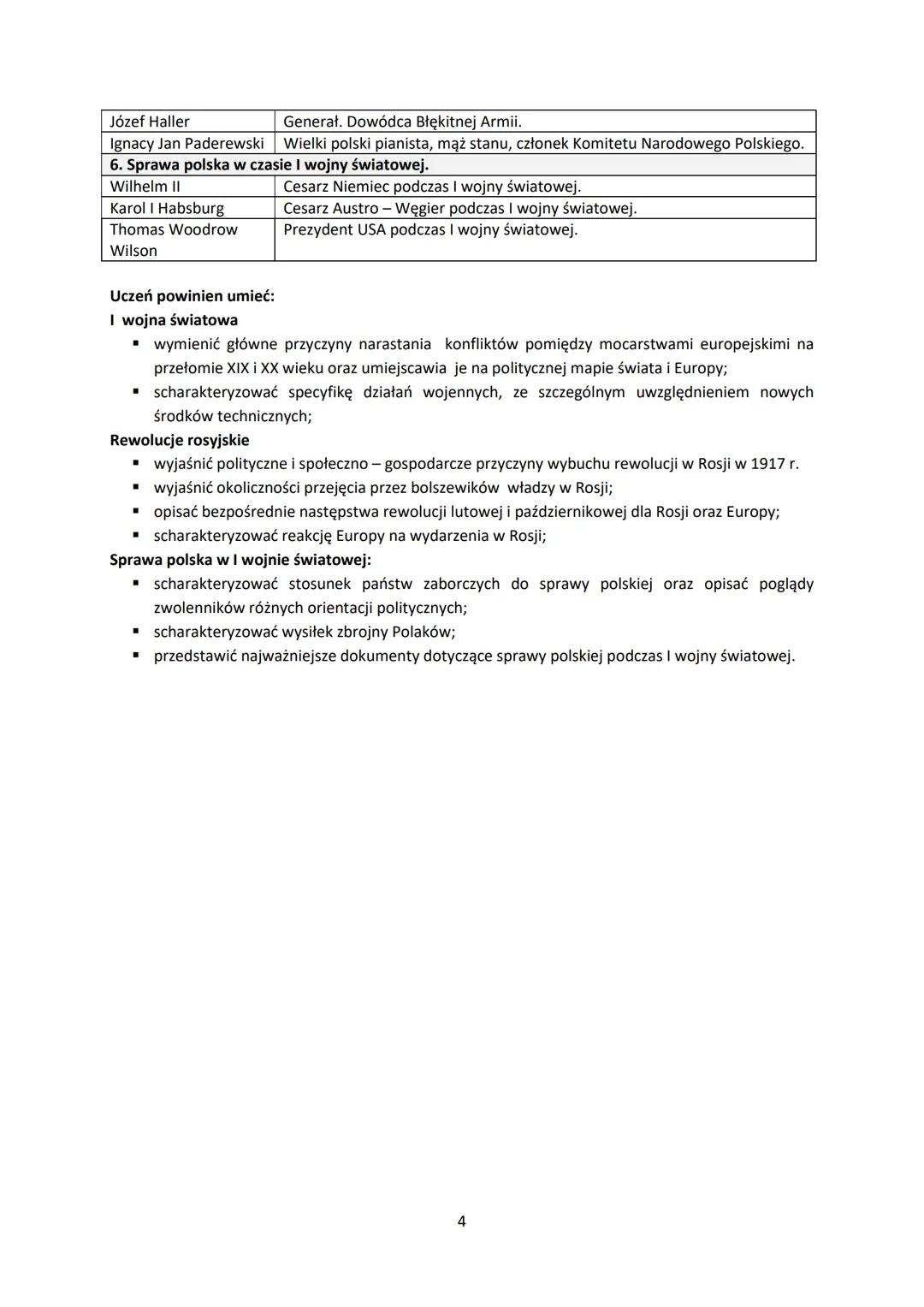 Dział VII. I wojna światowa - lekcja powtórzeniowa
Tematy
1. Przyczyny wybuchu I wojny światowej
2. Wielka wojna.
3. Zakończenie I wojny świ