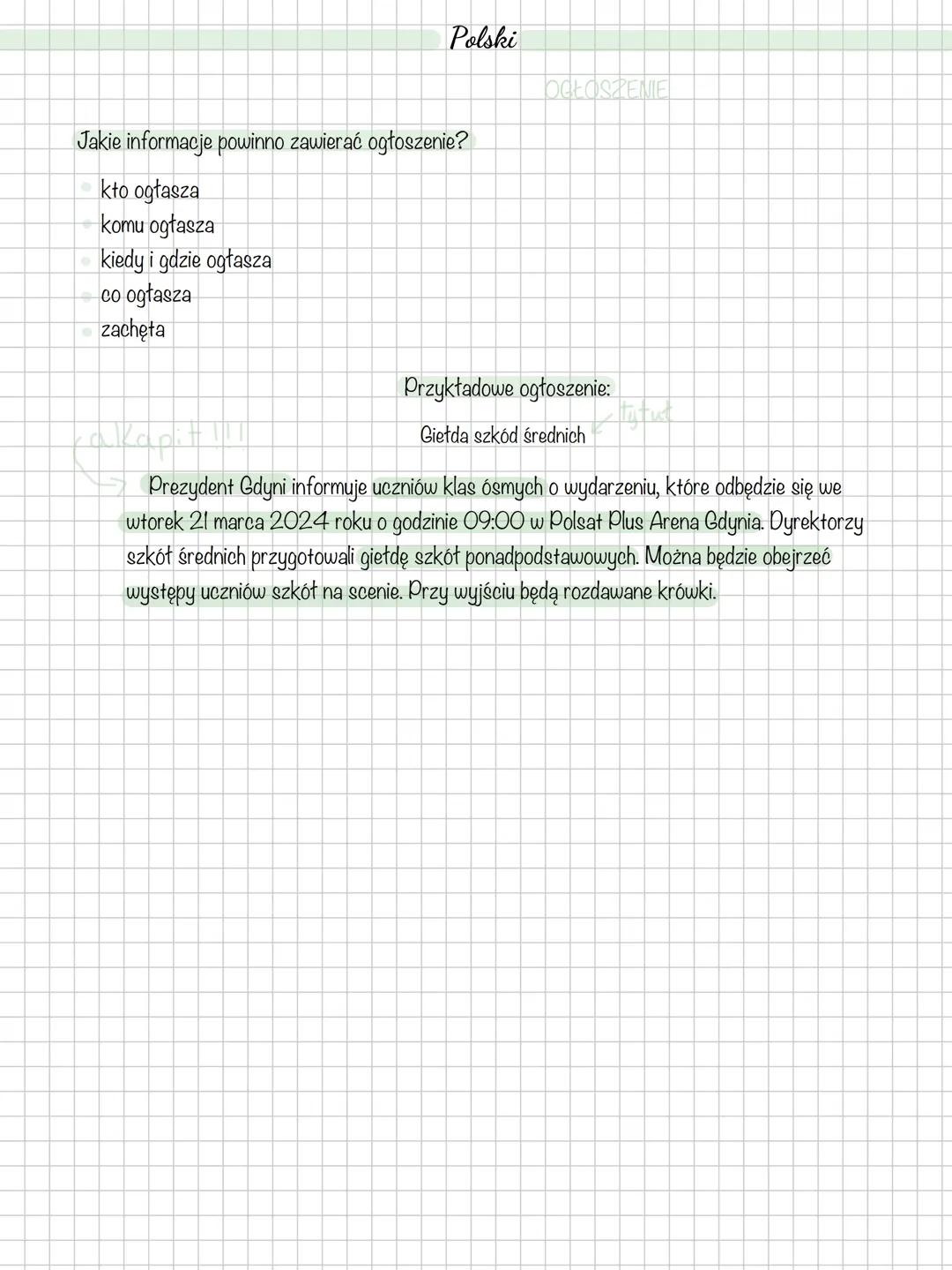 Język polski-ogłoszenie