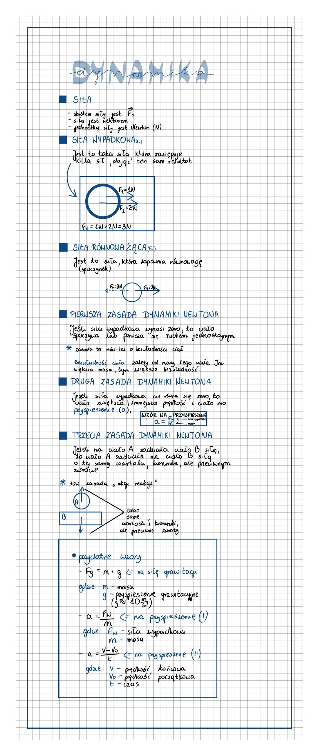 # DYNAMIKA
SIEA
-skusten sity gest $\vec{F_a}$
- sila jest wektorem
- jednostką siły jest Newton (N)
SIŁA WYPADKONA
Jest to taka siła, k
