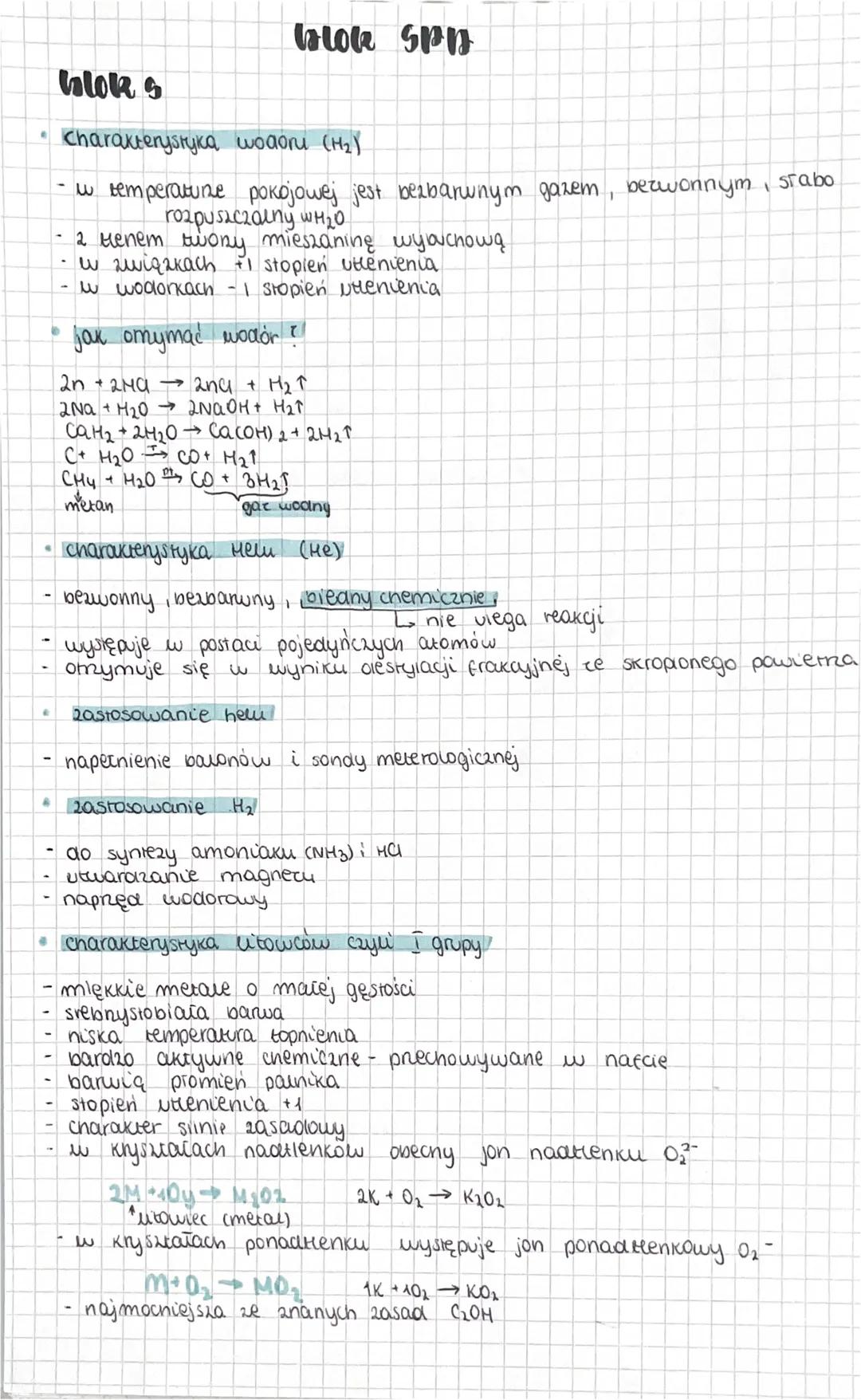 lalole Spy
B
.
--
-
-
•
hlok s
Charakterystyka wodoru (H₂)
- w temperature pokojowej jest bezbarwnym gazem, bezwonnym, stabo.
rozpuszczalny
