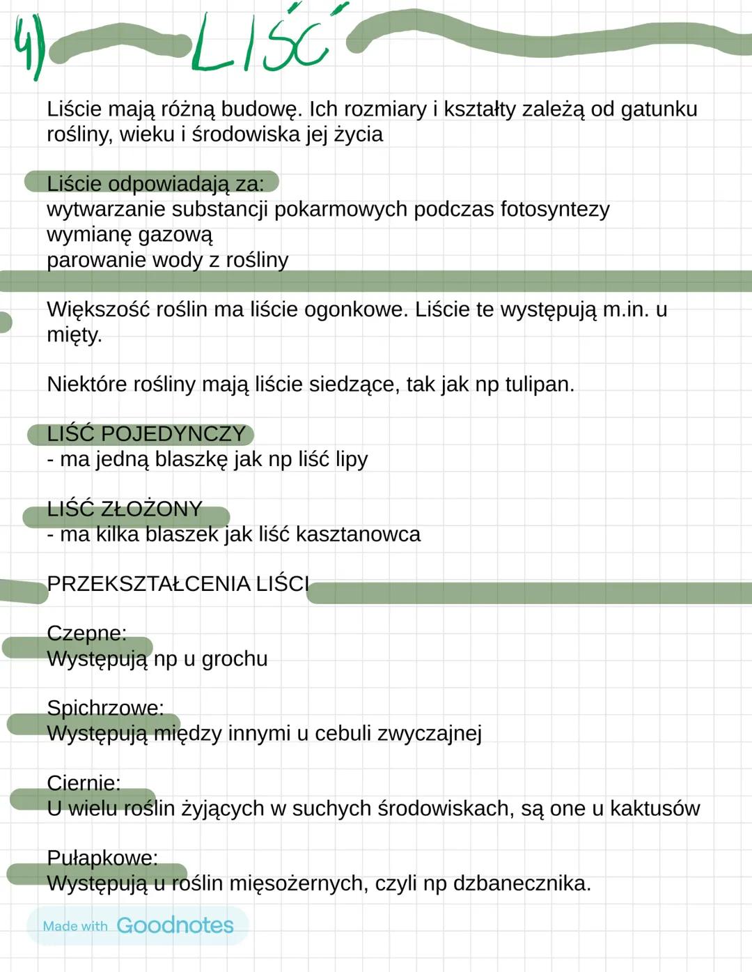 IV TKANKI I ORGANY ROŚLINNE
1) TKANKI ROSLINE
2) KORZEŃ
3) PĘD, FUNKCJE ŁODYGI
4)LISC
Made with Goodnotes 1)
TKANKI
t. twórcze
t. state
а
za