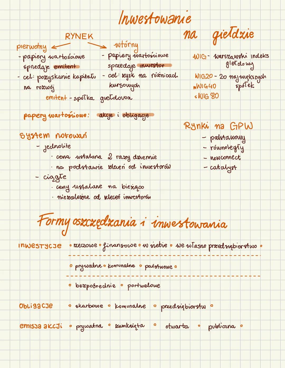 pierwotny
RYNEK
-papiery wartościowe
spredaje emitent
cel: pozyskanie kapitału
na rozwój
-
Inwestowanie
wtórny
papiery wartościowe
sprzedaje