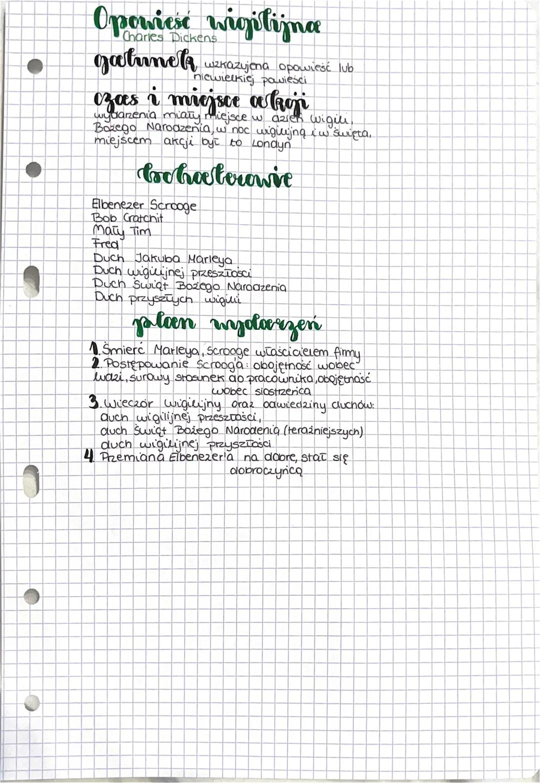 # Opowiese wigilijna
Charles Dickens
## gatunek
wzkazujena opowieść lub
niewielkiej powieści
## ozas i miejsce a koji
wydarzenia miały mie