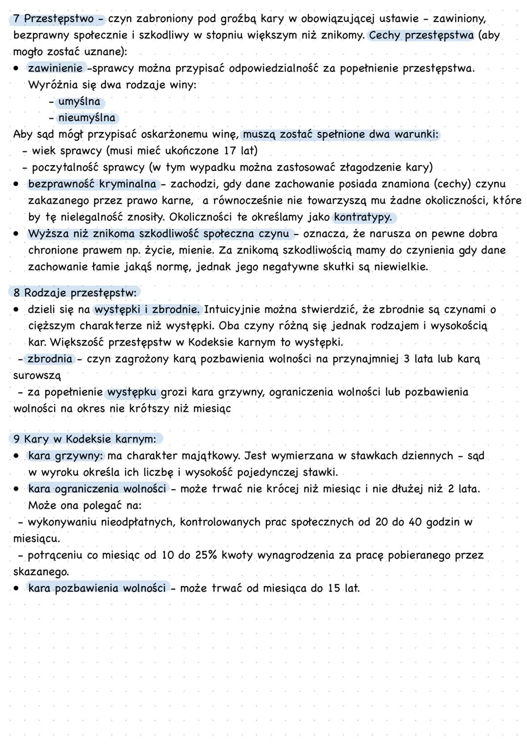 Prawo Karne
1 Prawo karne - to zbiór norm, które określają zasady stosowania kar przez państwo oraz
ponoszenia przez jednostki odpowiedzialn