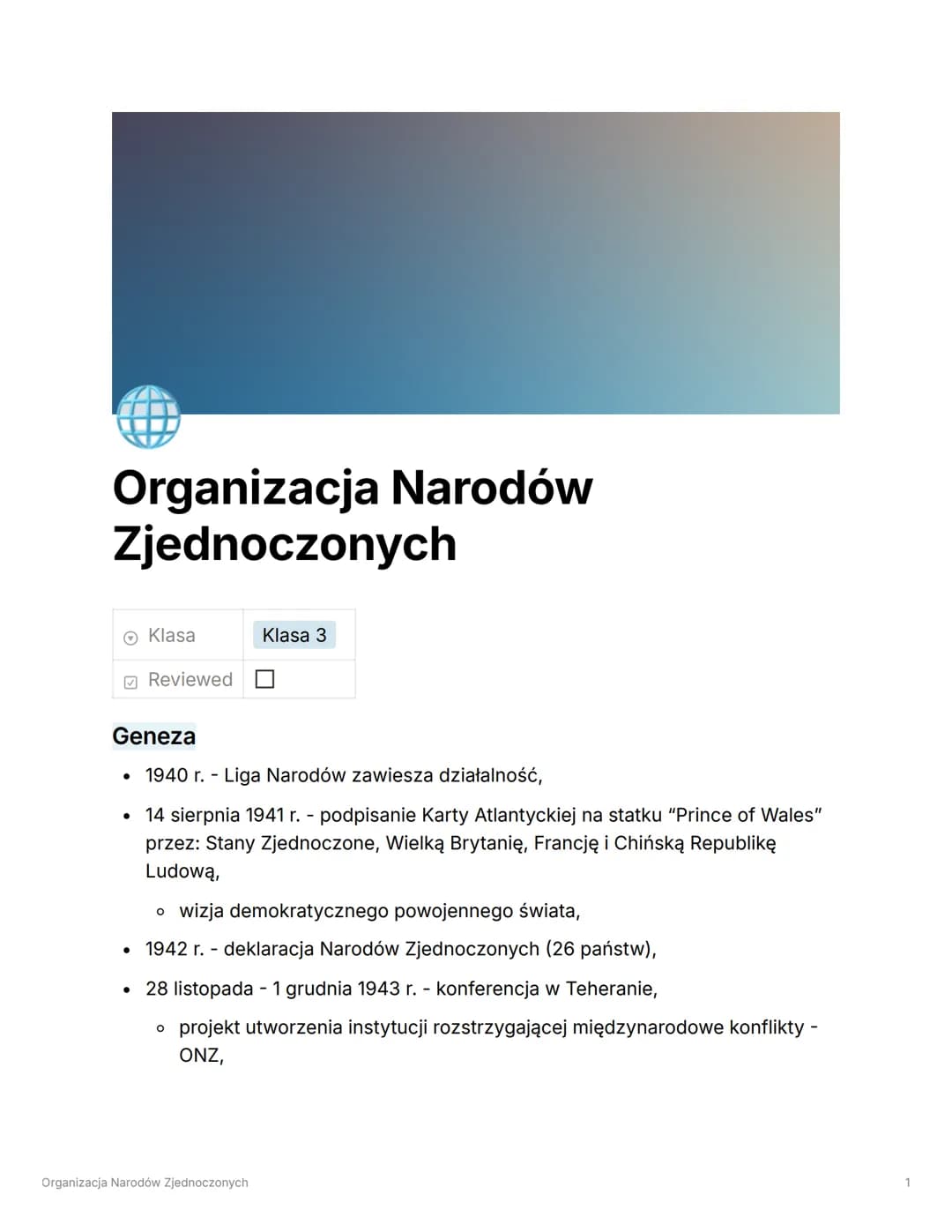 Organizacja Narodów Zjednoczonych – strona 1
