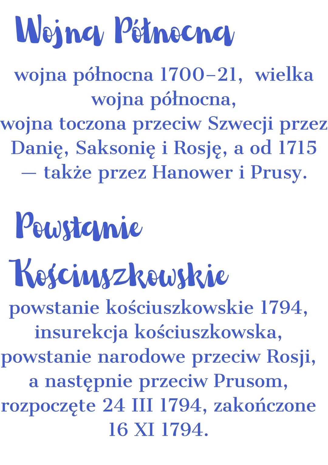 Upadek RP
Daty
rozbiory 1772 -1793 - 1795
konstytucja 3 maja - 3 maj 1791
konfederacja targowicka
konfederacja barska
-
1792
1768-1772
powst