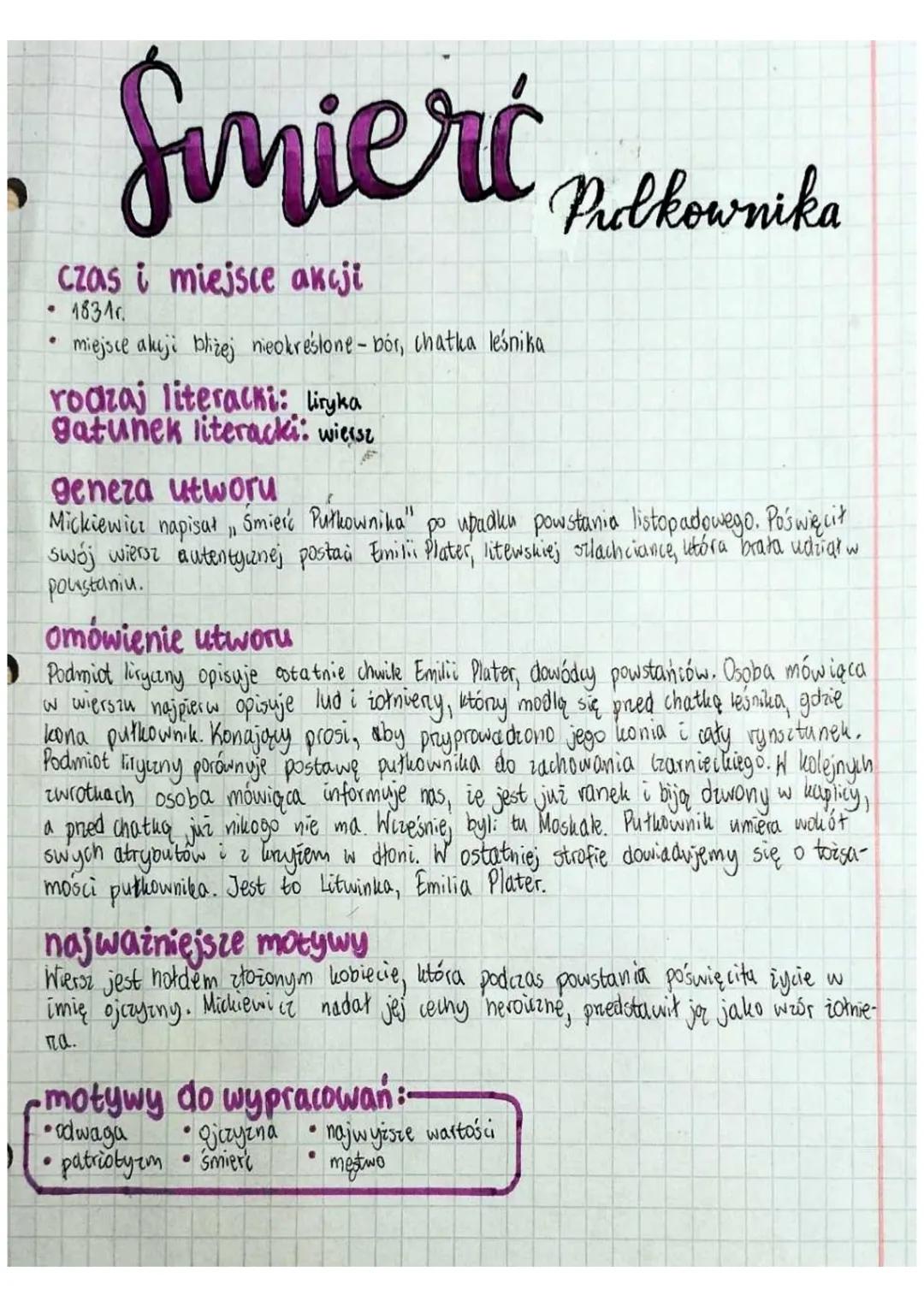 # Smierć wi
## czas i miejsce akcji
* 1834г.
* miejsce akuji bliżej nieokreślone - bór, chatka leśnika
## rodzaj literacki: liryka
## gat