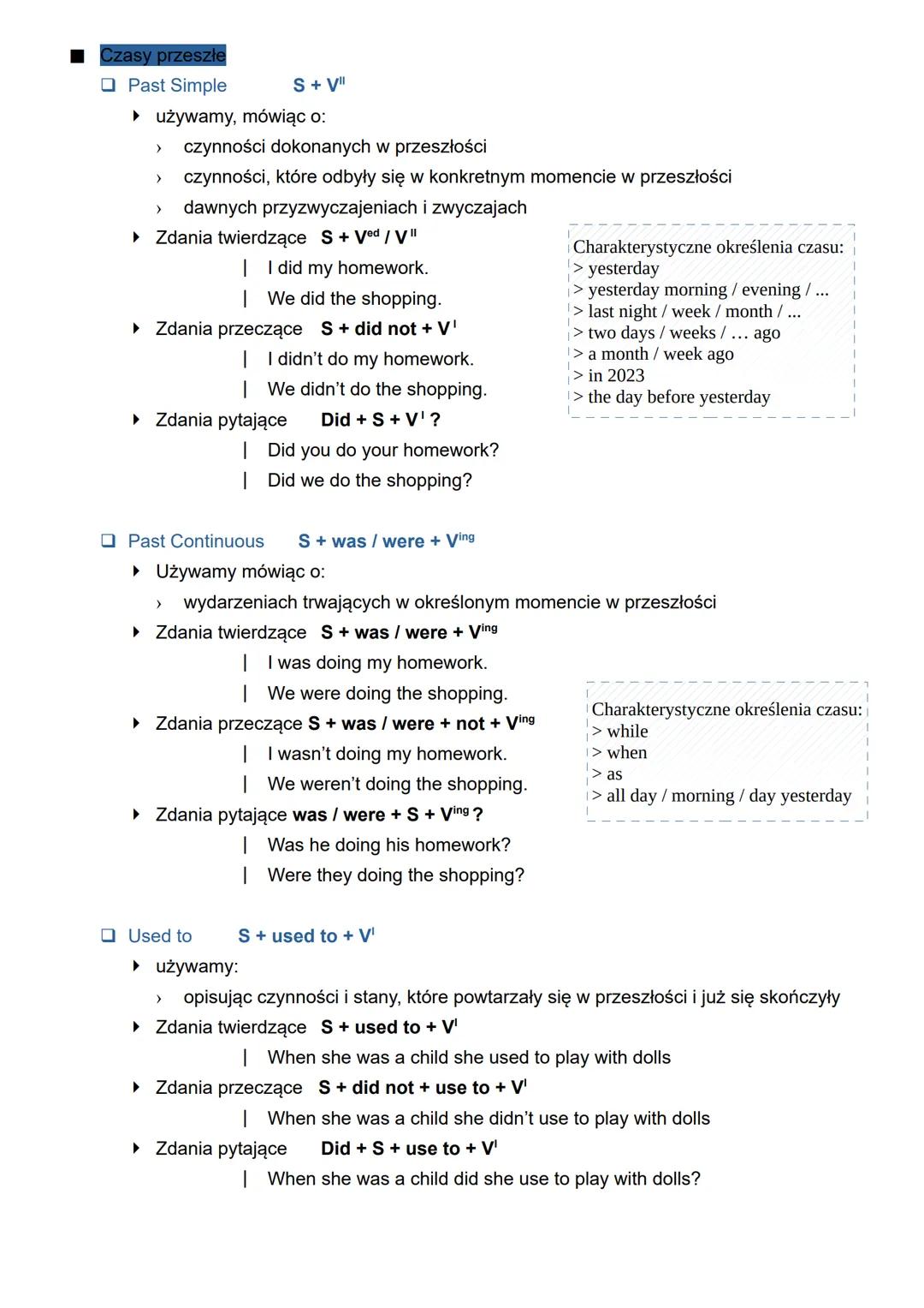# Czasy teraźniejsze
## Present Simple S + V'
▸ używamy do:
> czynności wykonywanych regularnie
> zwyczajów i przyzwyczajeń
> stanów st