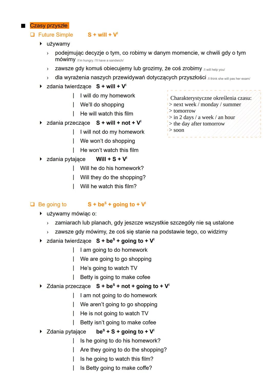 # Czasy teraźniejsze
## Present Simple S + V'
▸ używamy do:
> czynności wykonywanych regularnie
> zwyczajów i przyzwyczajeń
> stanów st