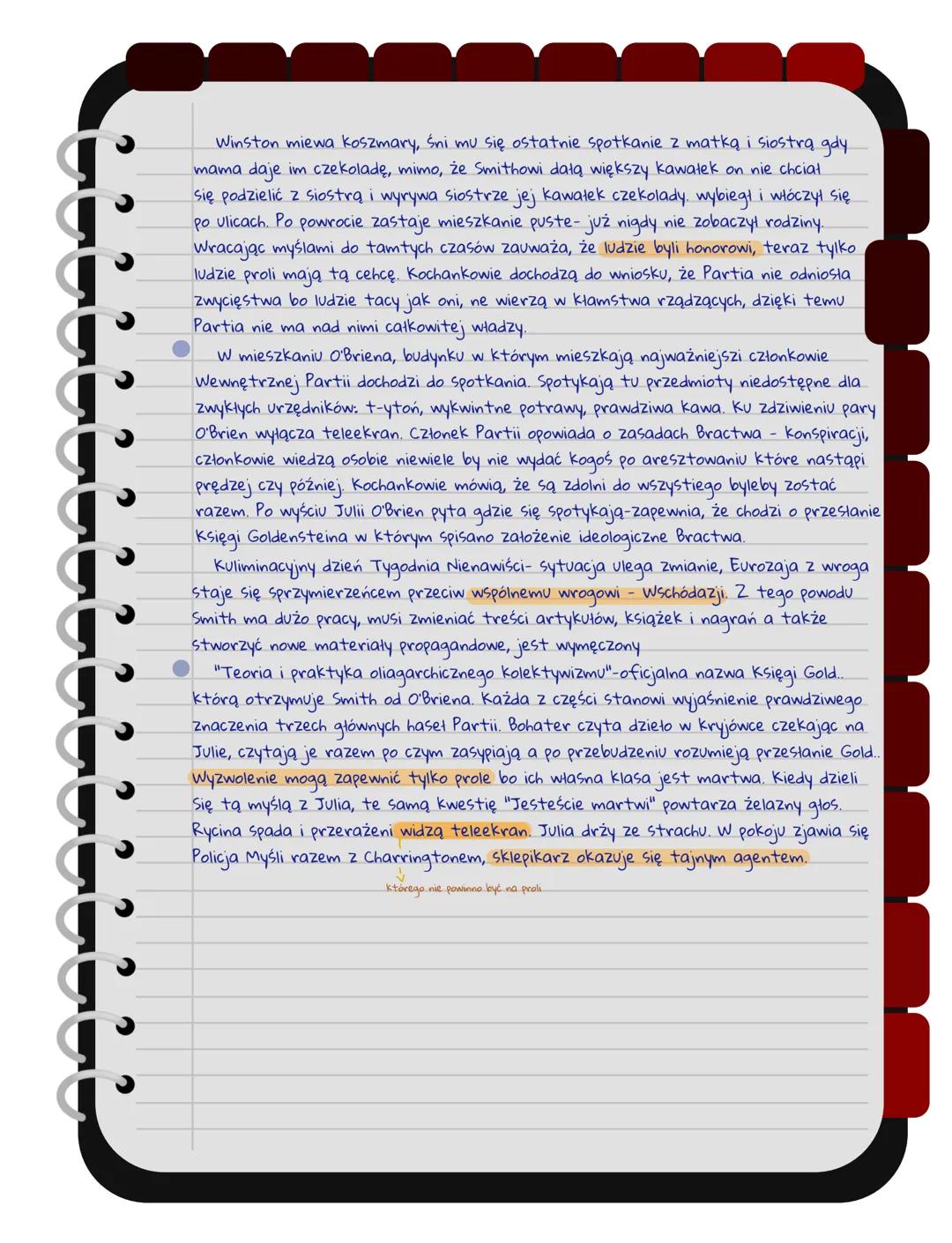 # Rok 1984
Winston Smith 39 lat, pracownik Departamentu Archiwów w Ministerstwie Prawdy,
przeciwnik Wielkego Brata i Partii. Pożąda Julii.