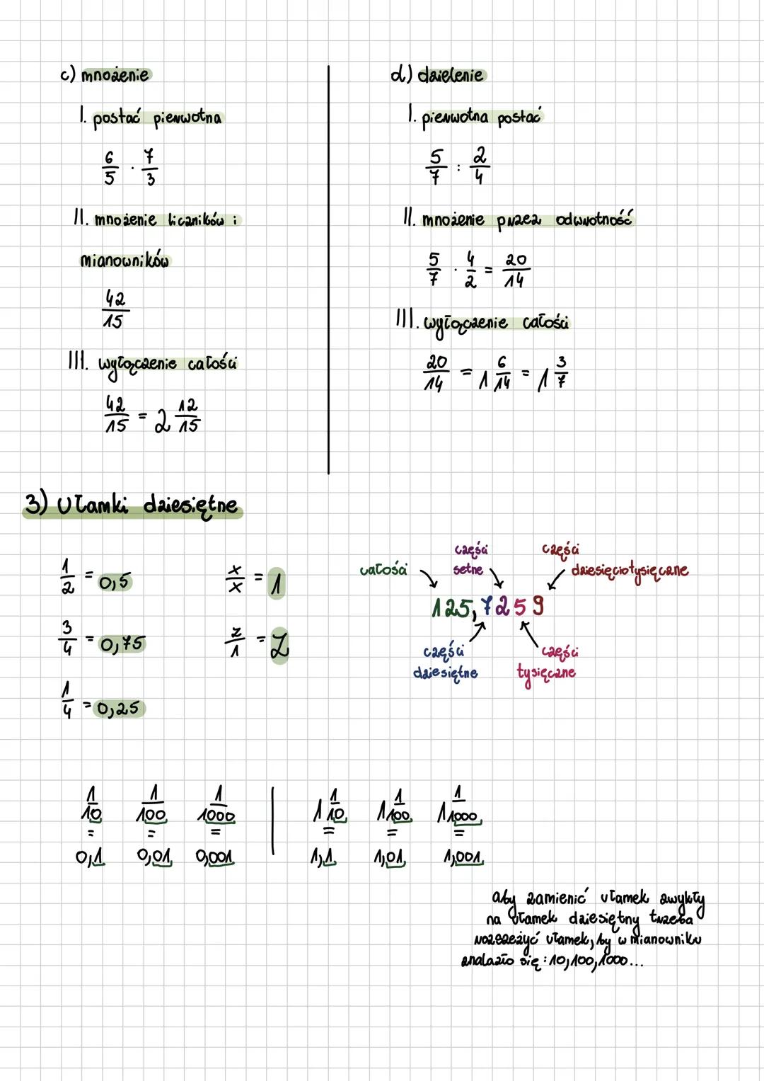 # ULAMKI
1) Wstęp
licanik
utamek
właściwy licznik <mianownik
niewłaściwy licznik> mianownik
mianownik
2) Działania na utambach
a) dodawa
