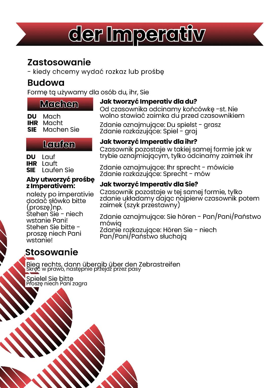 der Imperativ - niemiecki tryb rozkazujący (A1)