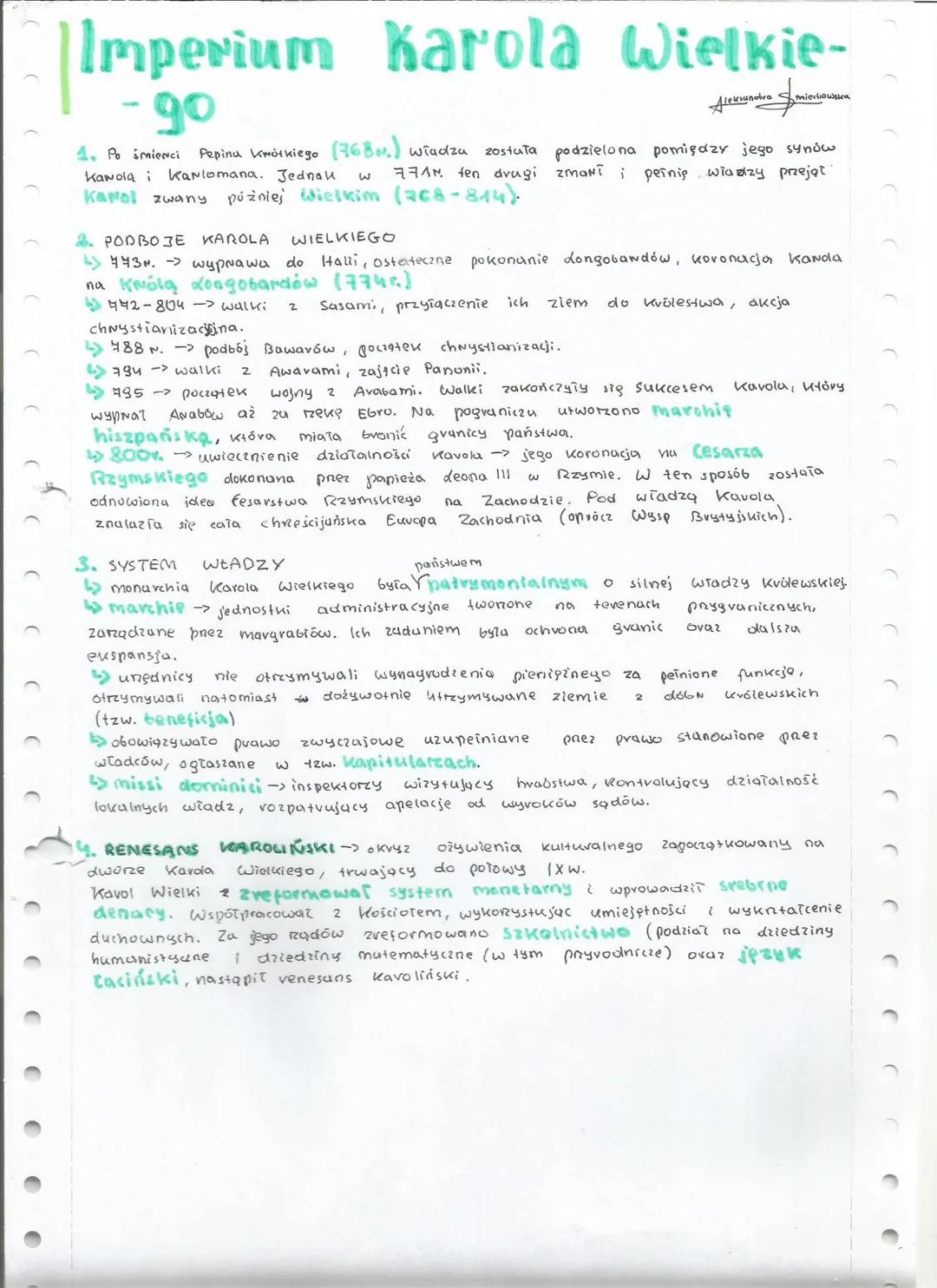 Imperium Karola Wielkie-
-90
Aleksandra
miechows
4. Po śmierci Pepina krótkiego (768N.) władza została podzielona pomiędzy jego synów
Kanola