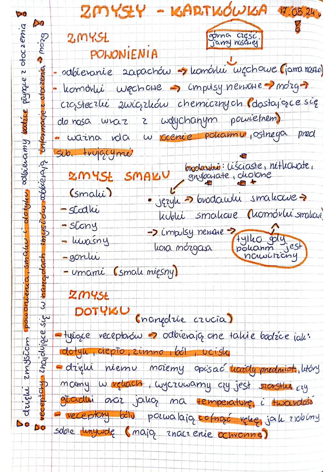 dzięki zmysłam powonienia, smalu i dotyku, odbieramy bodice płynące z otoczenia!
• receptory
chajdujące się w nanądach zmysłów obbierają inf