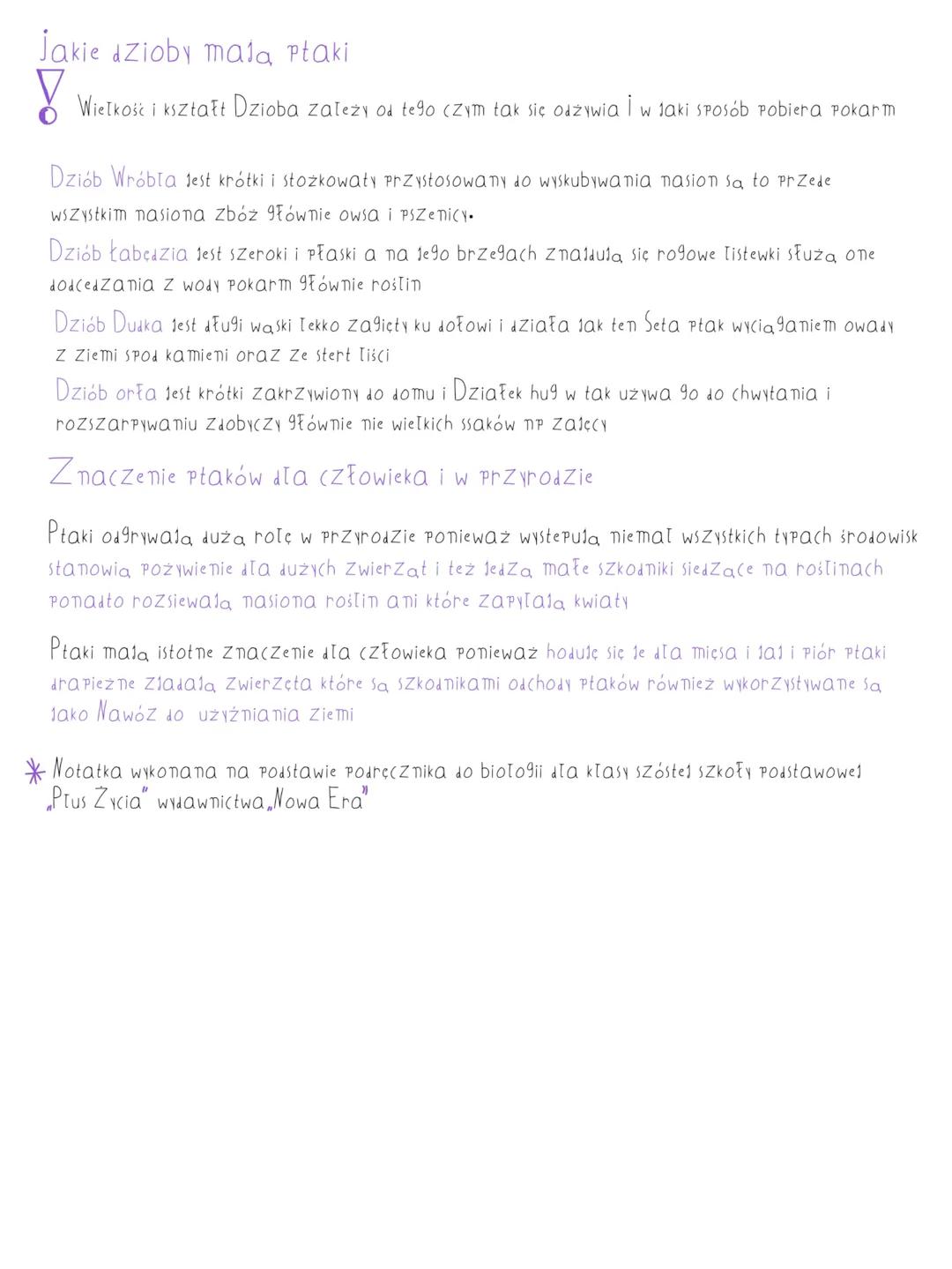 Biologia
Temat: Ptaki
Ptaki to kregowce stałocieplne malace Zdolność do lotu Wstępują we wszystkich
typach środowisk ptaki sa Jajorodne i ro