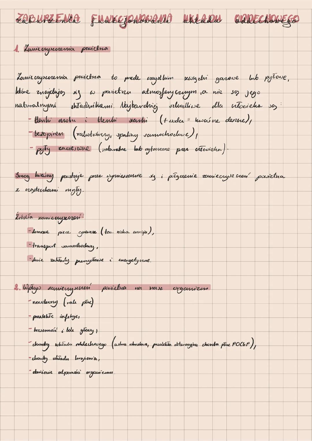 Zaburzenia funkcjonowania układu oddechowego