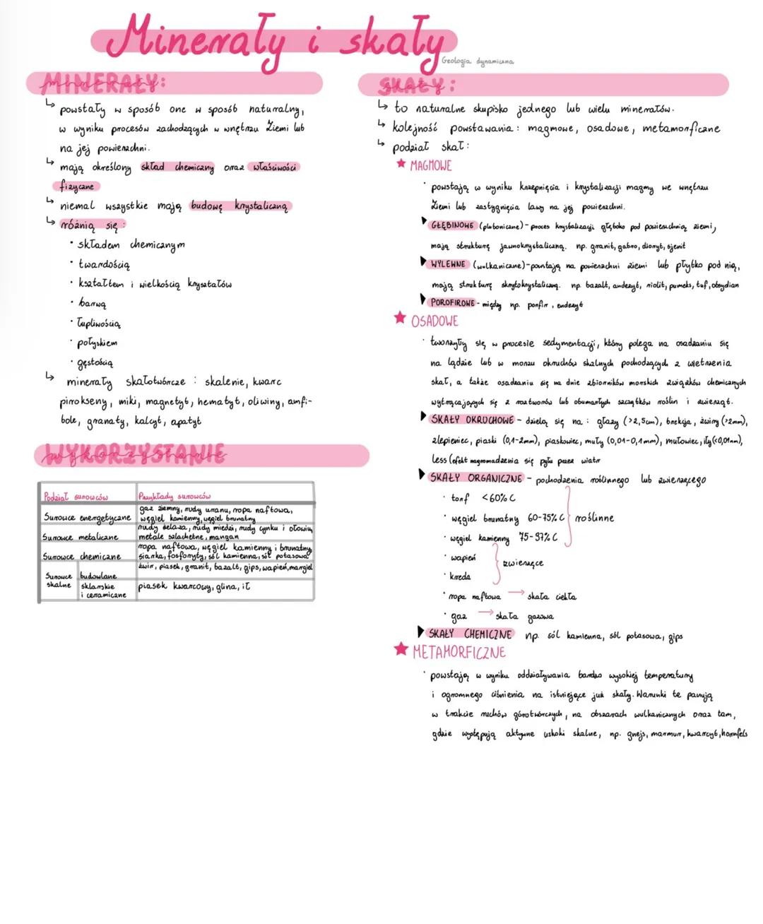 Minerały i skały
MINERAŁY:
یا
جا
جا
یا
• powstały w sposób one w sposób naturalny,
w wyniku procesów zachodzących w wnętrzu Ziemi lub
na jej
