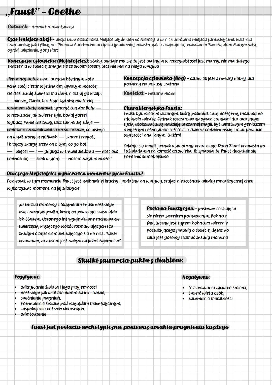 # „Faust" - Goethe
Gatunek-dramat romantyczny
Czas i miejsce akcji - akcja trwa około roku. Miejsce wydarzeń to Niemcy, a w nich zarówno m