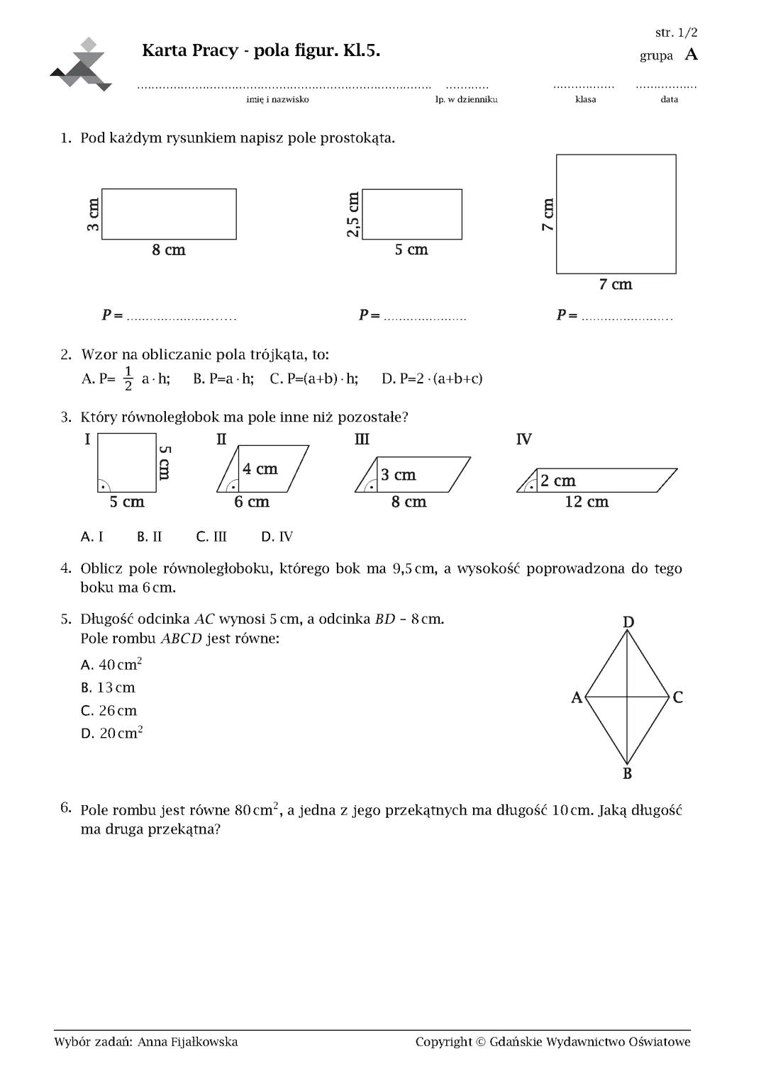 Matematyka pole figur