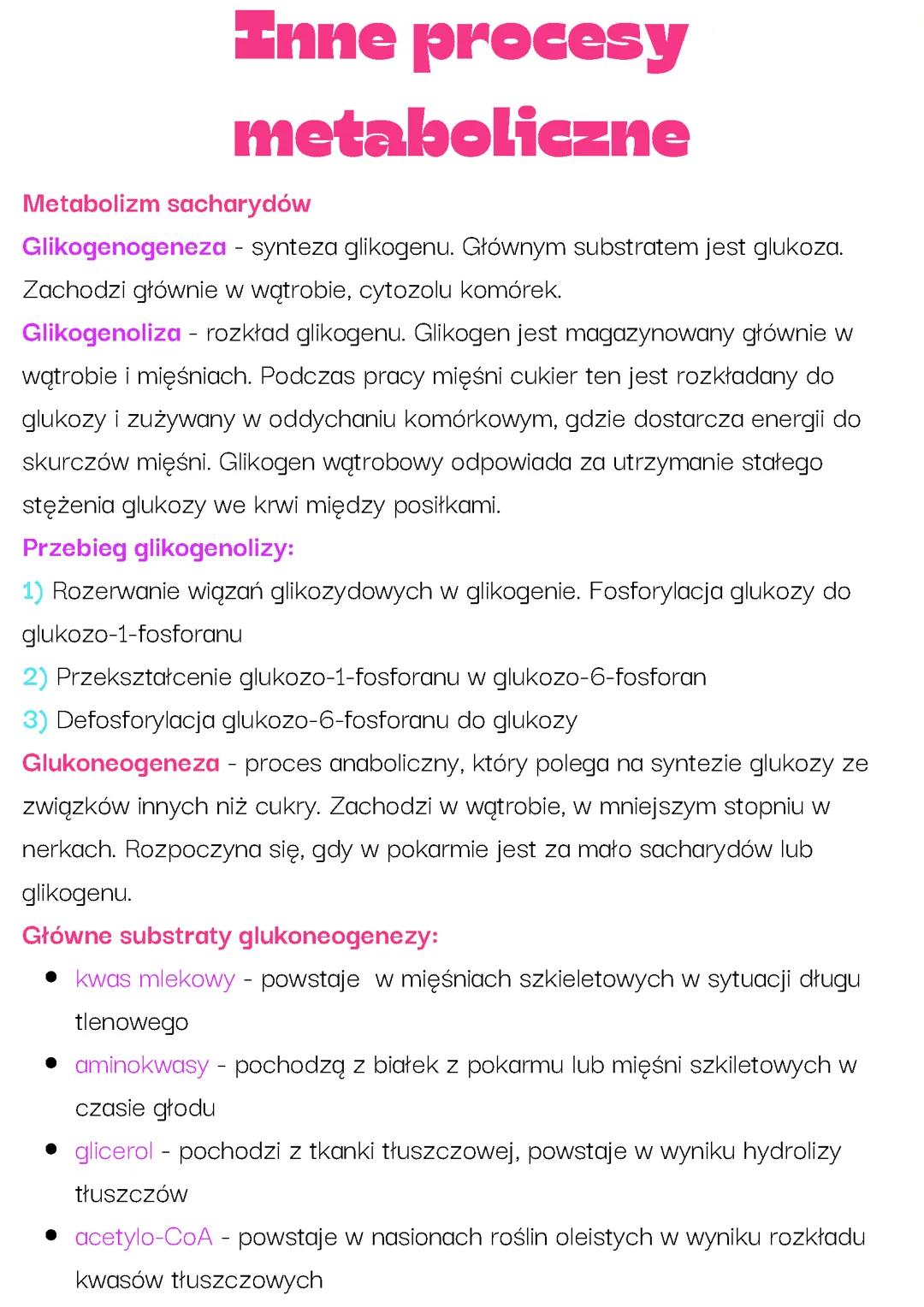 Inne procesy metaboliczne