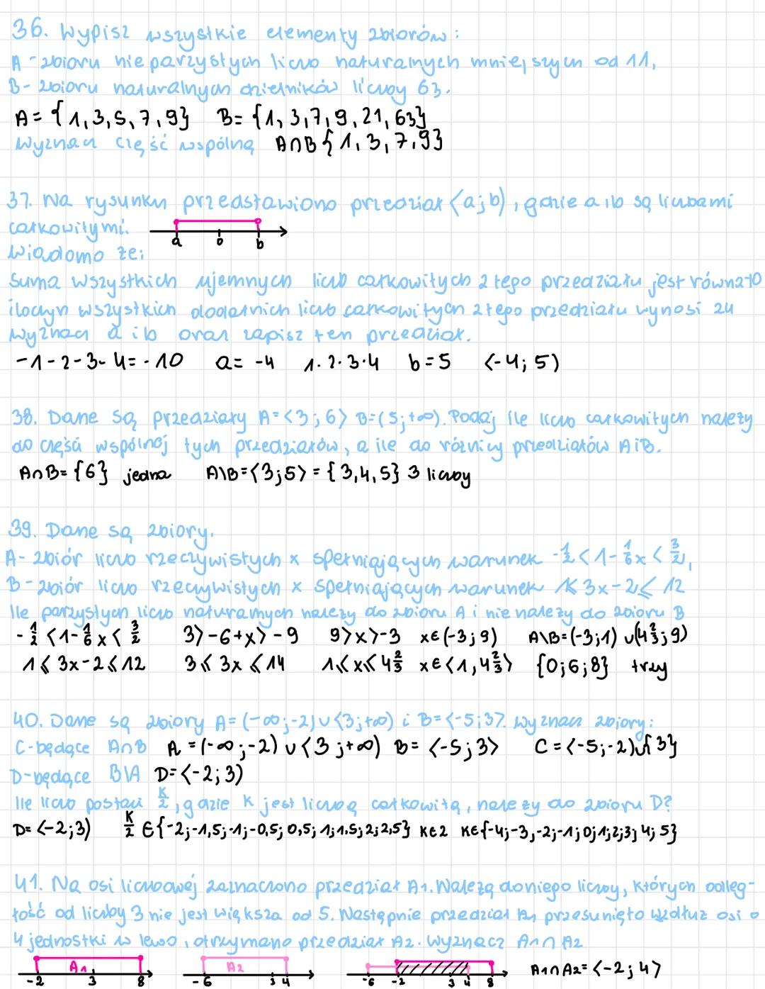 + X
- $\div$ Zbiory, wartość bezwzględna i nierówności
1. Wyznacz wszystkie elementy zbiorów AiB. Czy kazde liczba nose-
zaia do 20ioru A