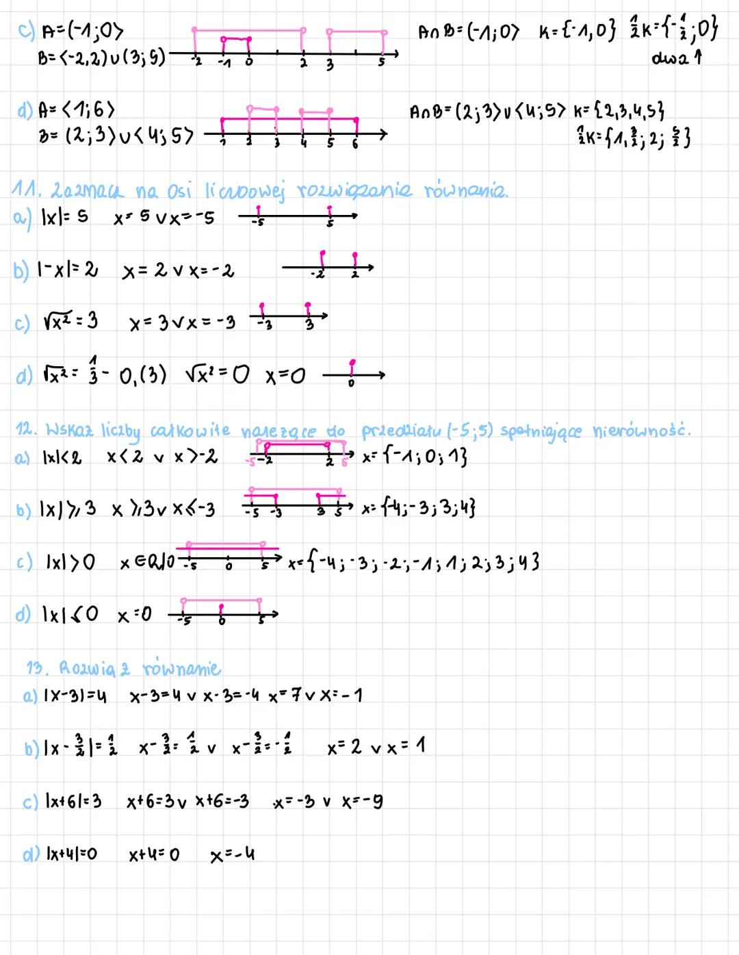 + X
- $\div$ Zbiory, wartość bezwzględna i nierówności
1. Wyznacz wszystkie elementy zbiorów AiB. Czy kazde liczba nose-
zaia do 20ioru A