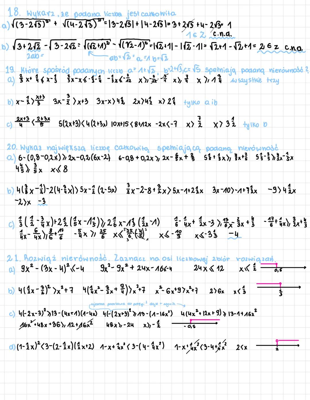 + X
- $\div$ Zbiory, wartość bezwzględna i nierówności
1. Wyznacz wszystkie elementy zbiorów AiB. Czy kazde liczba nose-
zaia do 20ioru A
