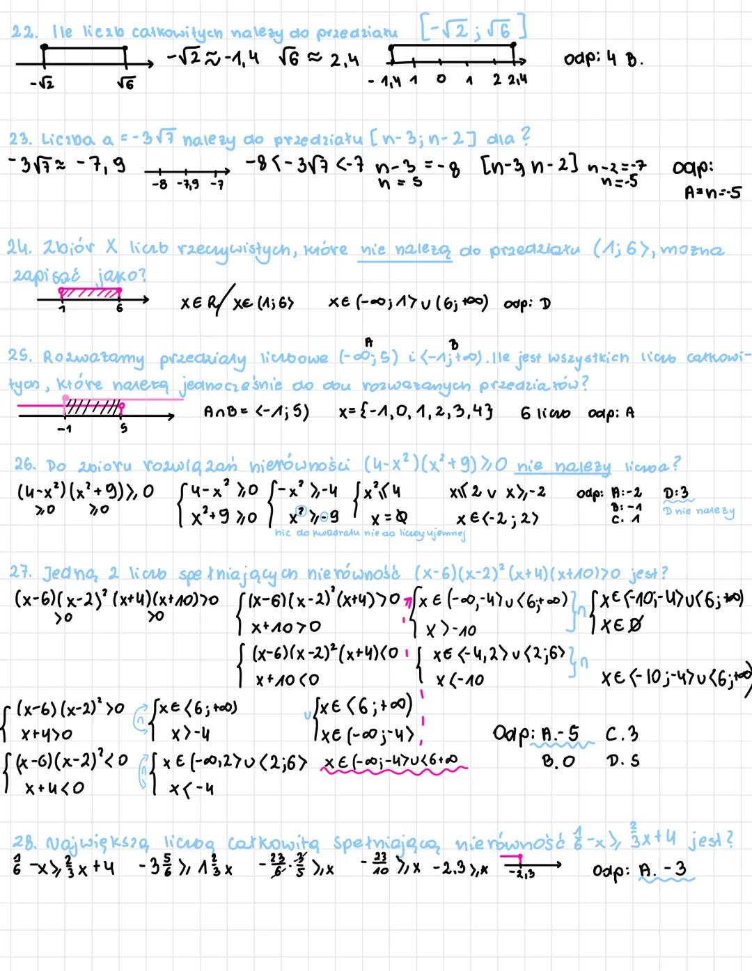 + X
- $\div$ Zbiory, wartość bezwzględna i nierówności
1. Wyznacz wszystkie elementy zbiorów AiB. Czy kazde liczba nose-
zaia do 20ioru A