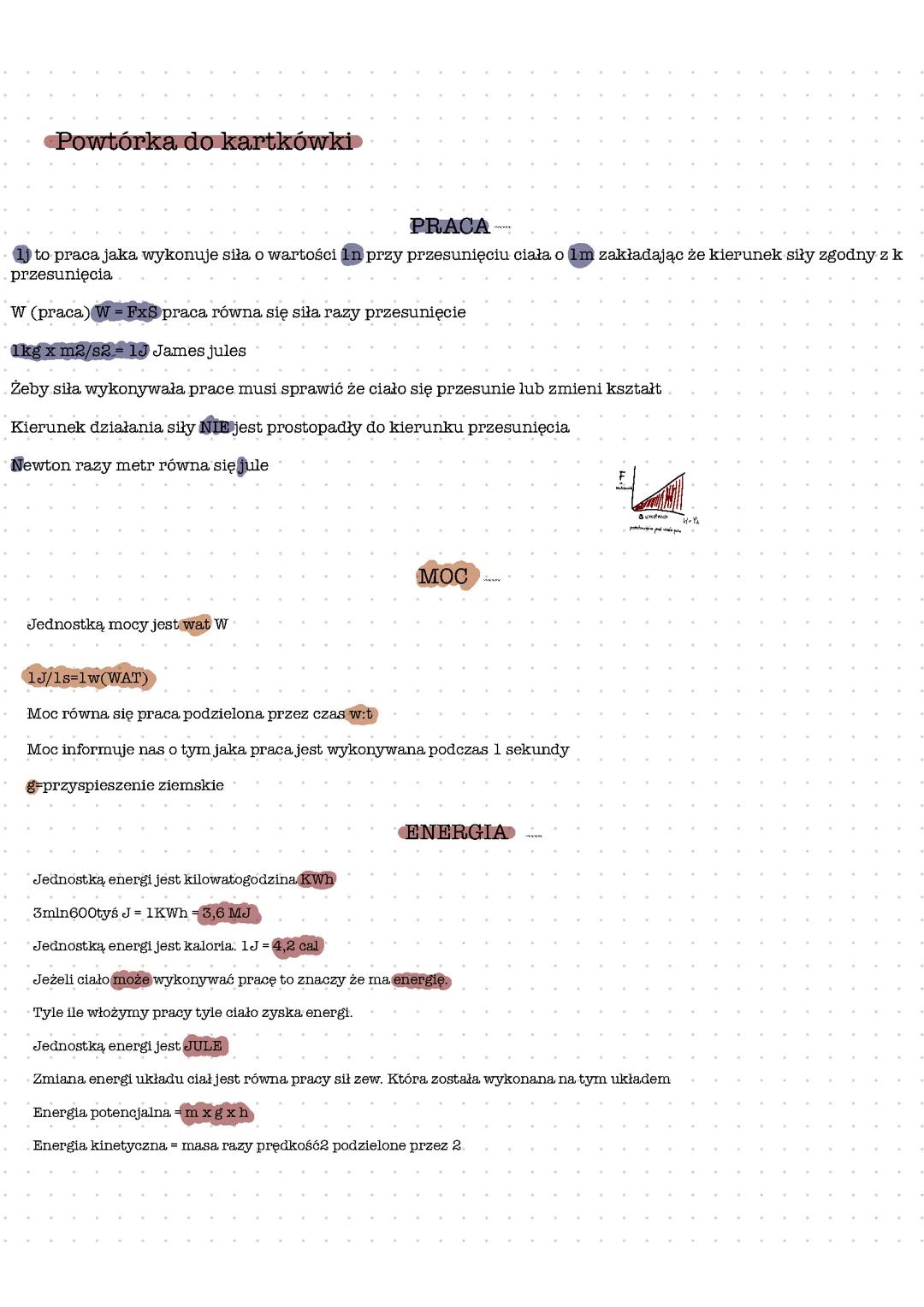 Praca moc energia fizyka poziom podstawowy wzory i opisy