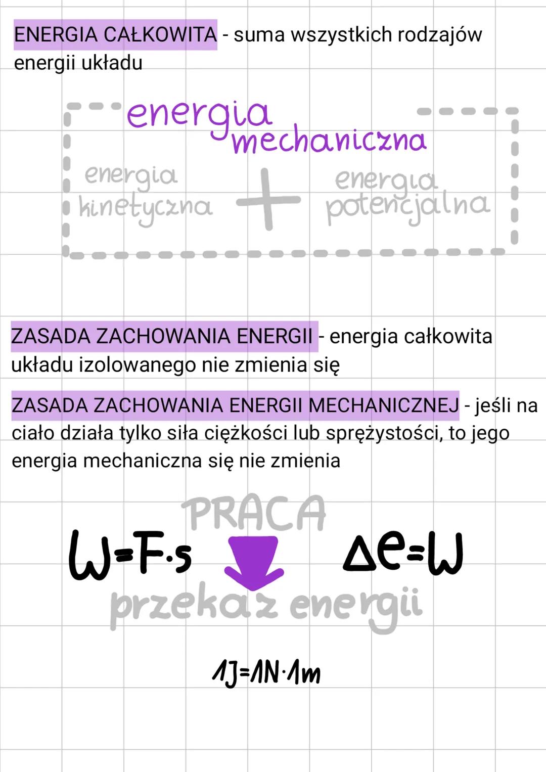 ENERGIA
ENERGIA - miara zdolności ciała do oddziaływania z
innymi ciałami
masa
ciata
energiatencjalna
grawitacji
ep-m-gh
↓
przyspieszenie
zi