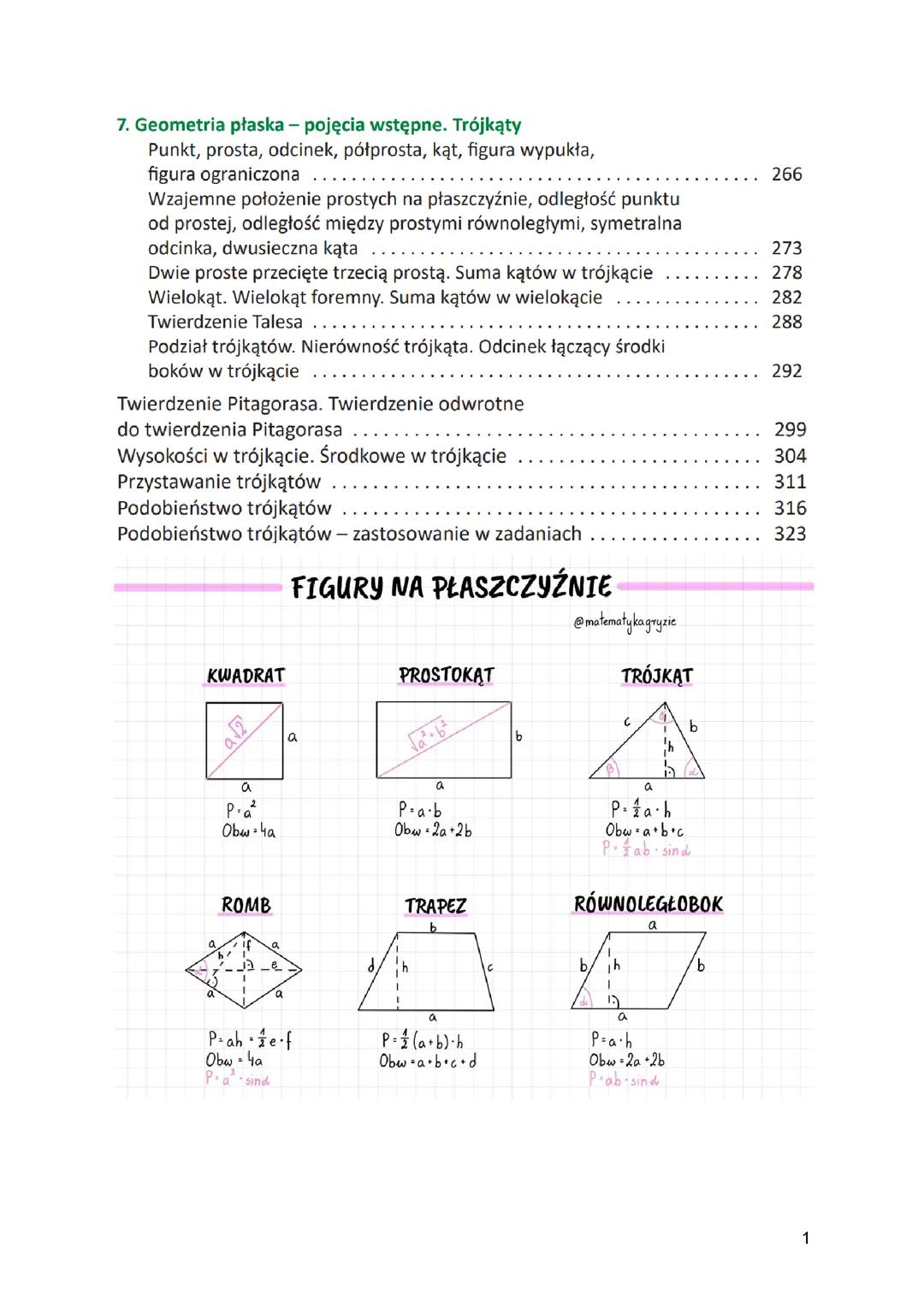 Planimetria klasa 1 poziom podstawowy